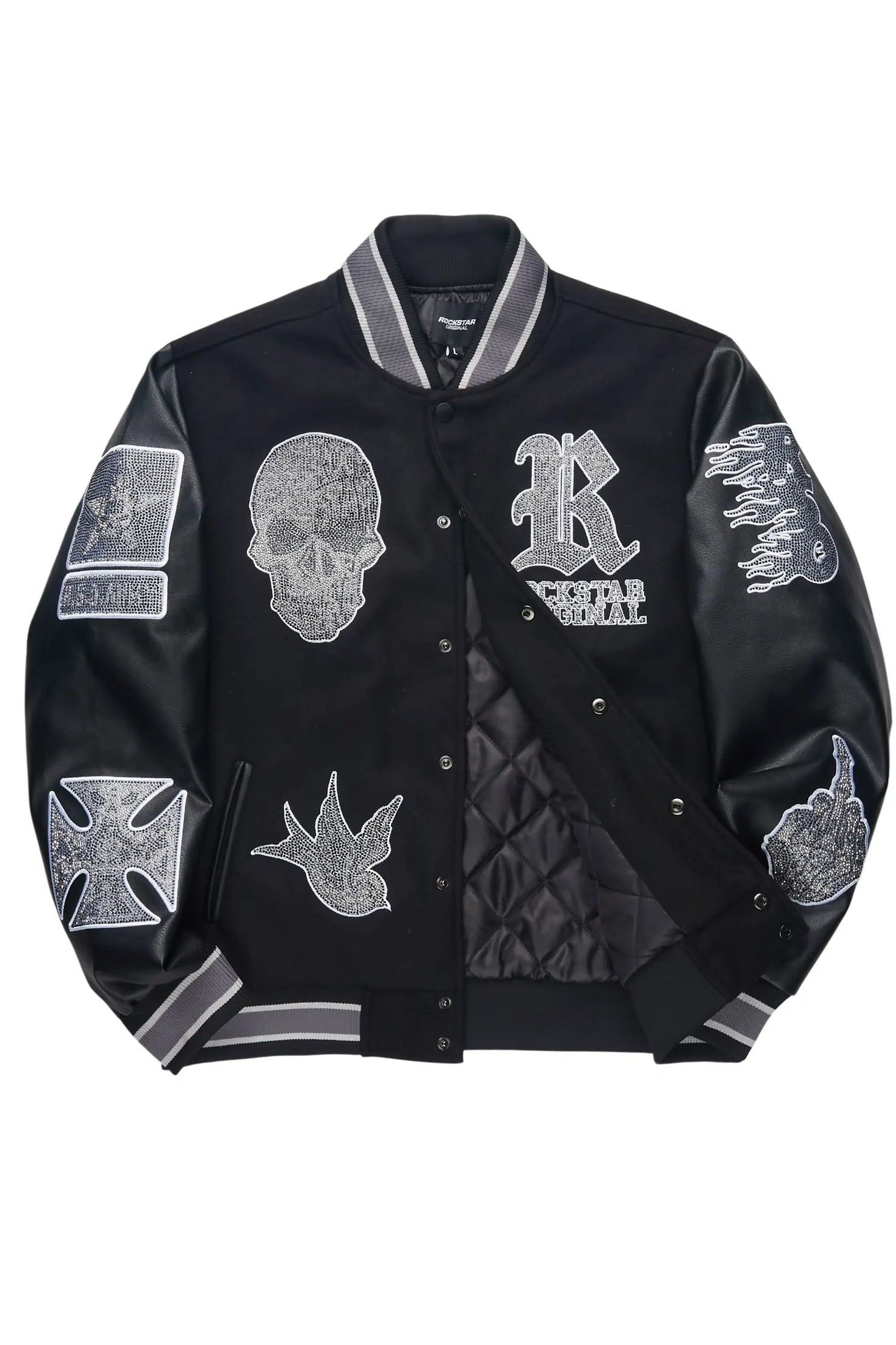 Vidar Black Rhinestone Varsity Jacket