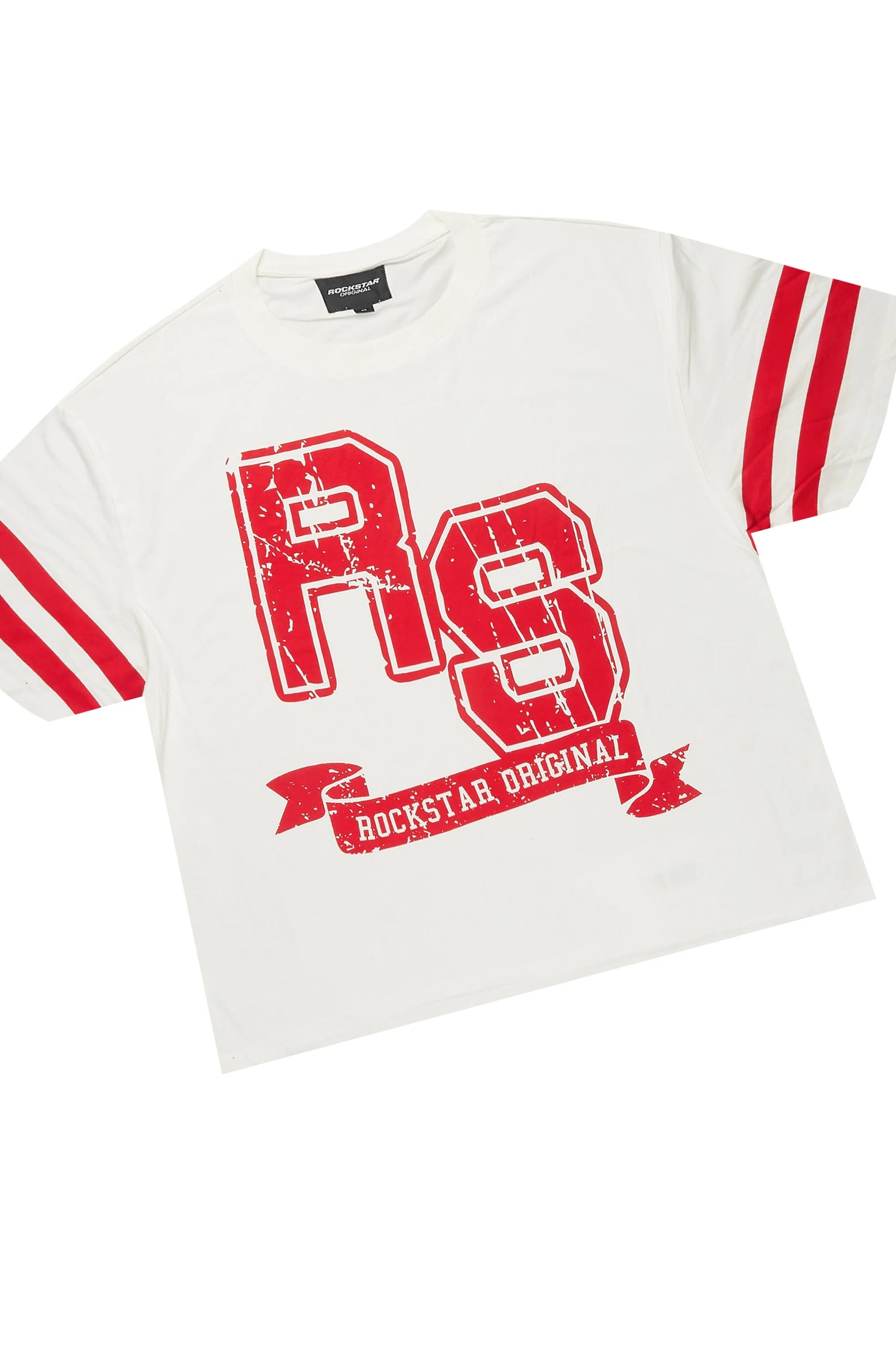 Alik White/Red Crop Boxy Tee Short Set