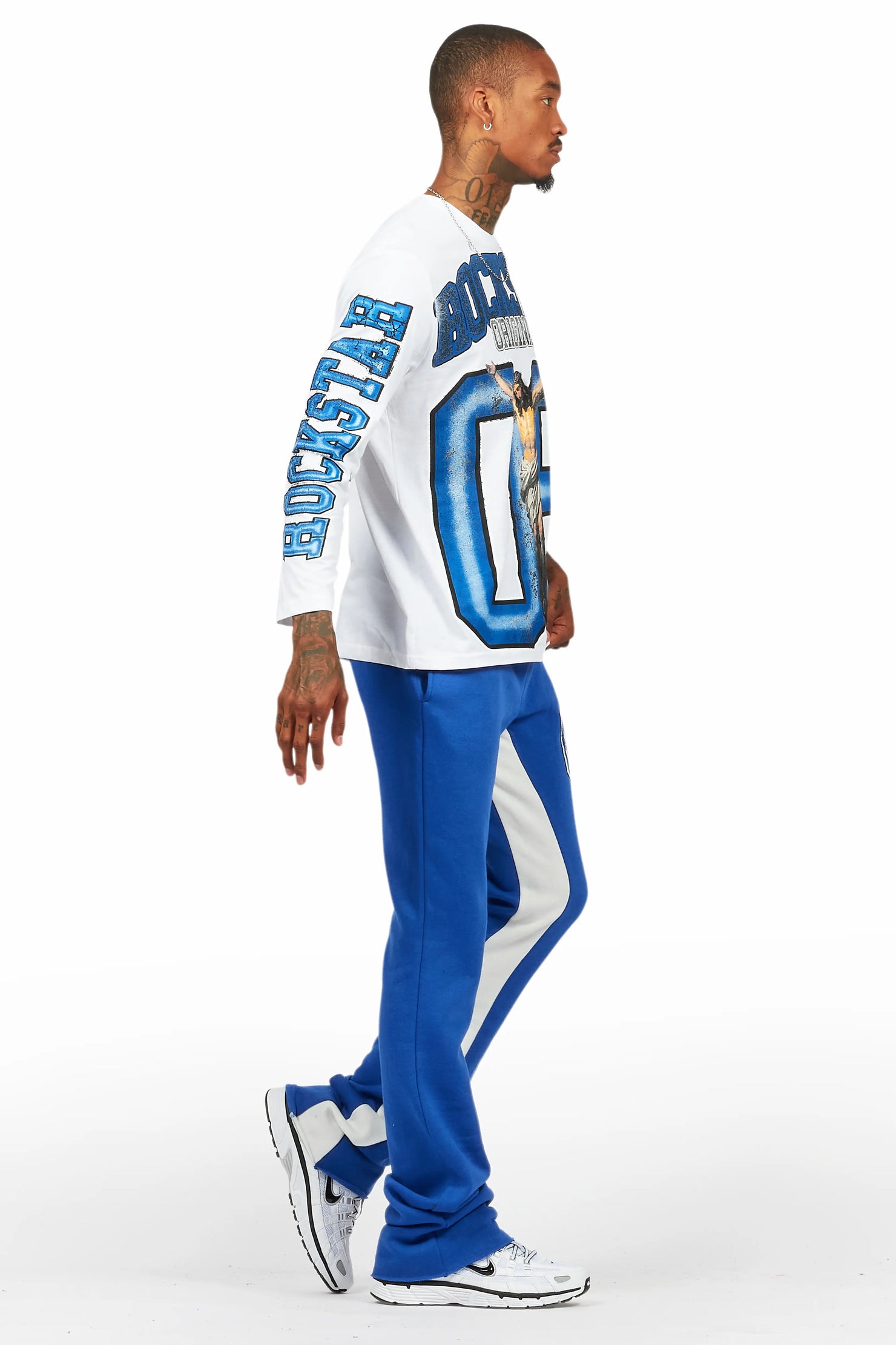 Fields White/Royal Long Sleeve T-Shirt/Baggy Pant Set