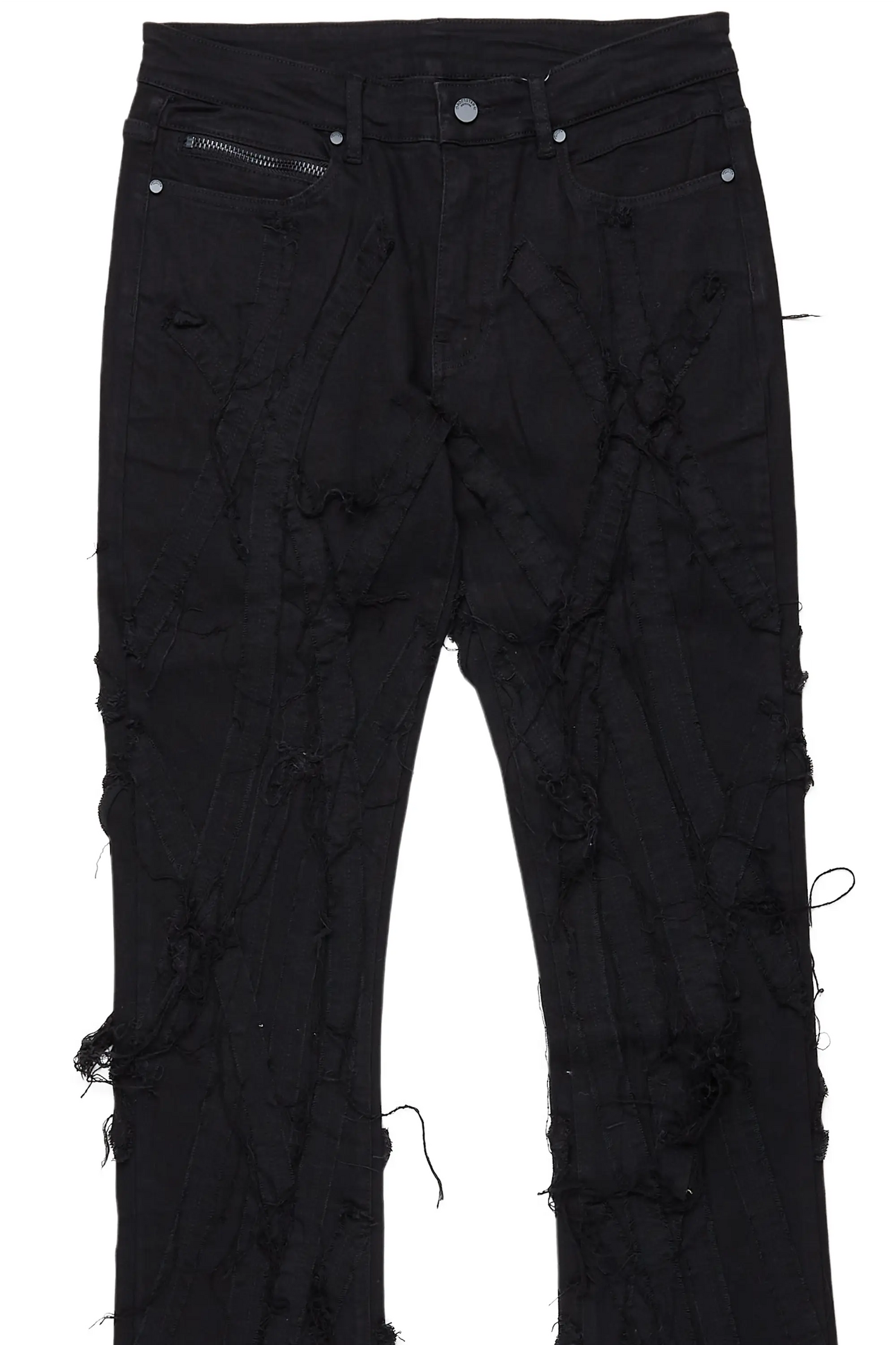 Gennaro Black Stacked Flare Jean