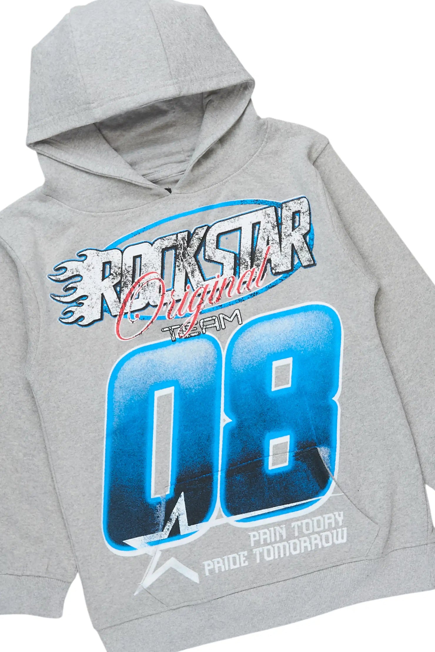 Boys Ryker Heather Grey Hoodie/Stacked Flare Track Set