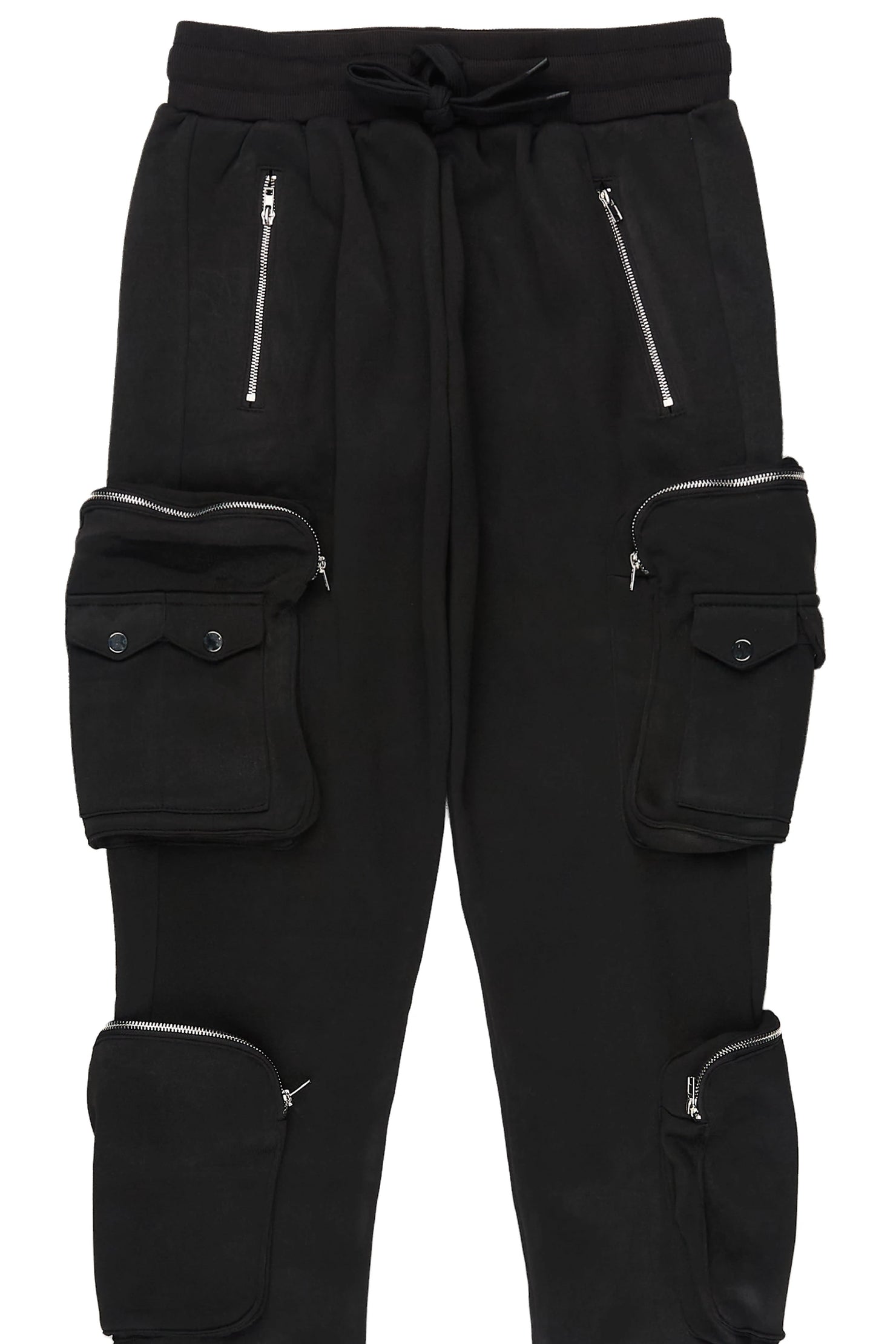 Cheronnie Black Cargo Stacked Track Pant