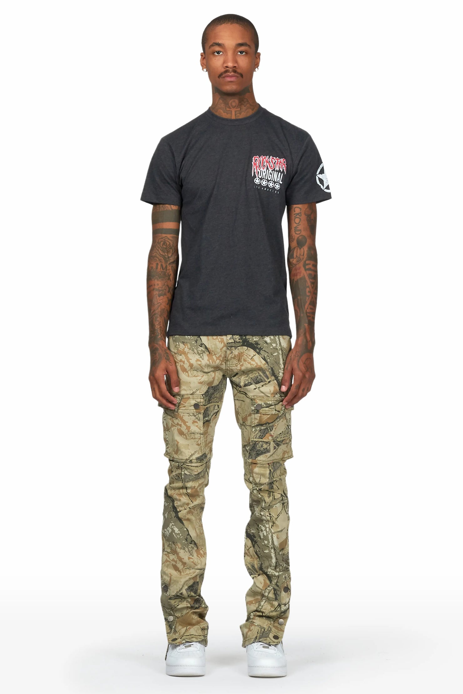 Waage Tree Camo Cargo Stacked Flare Jean