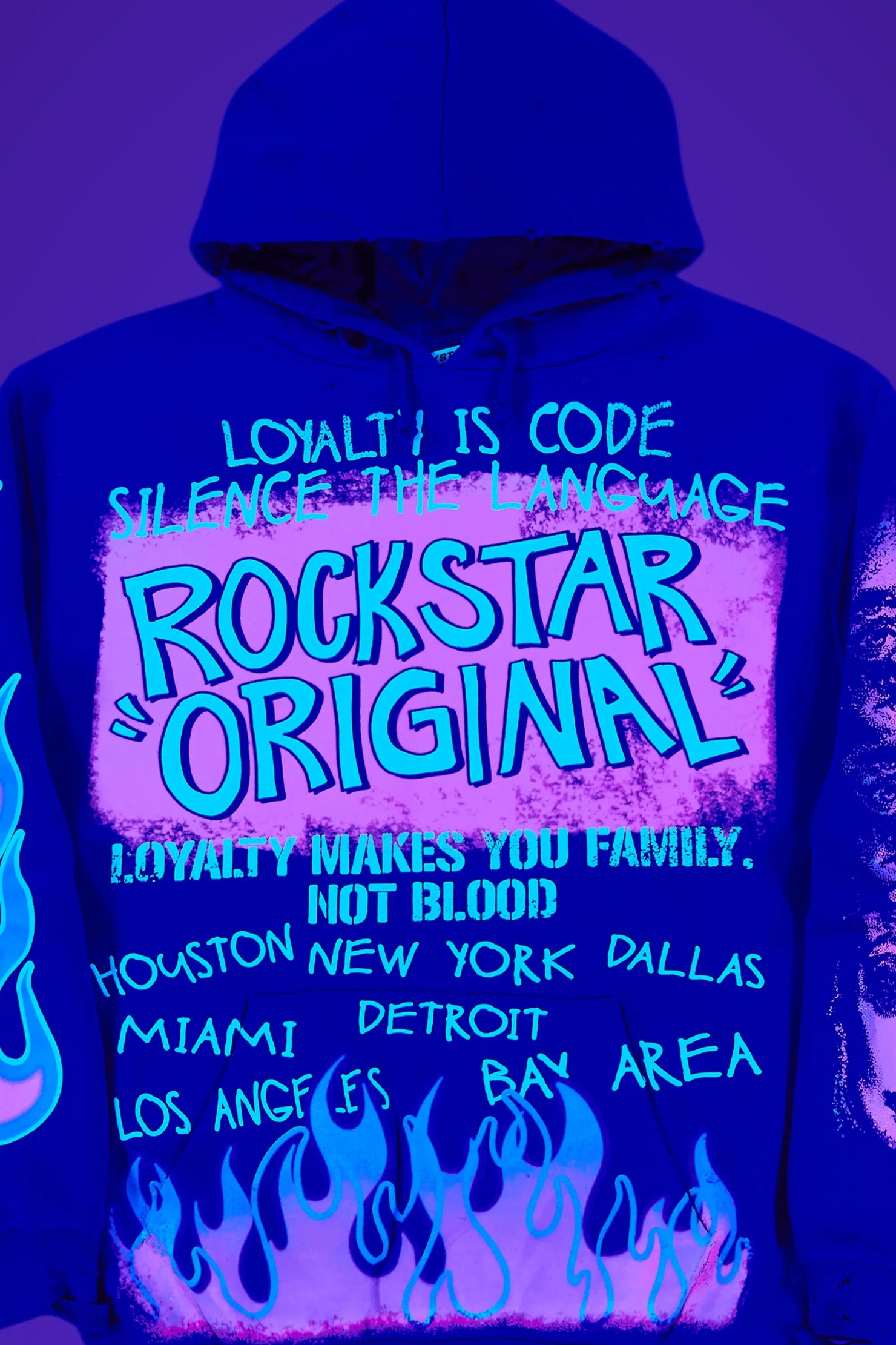 Beno Royal Blue Distressed Graphic Hoodie