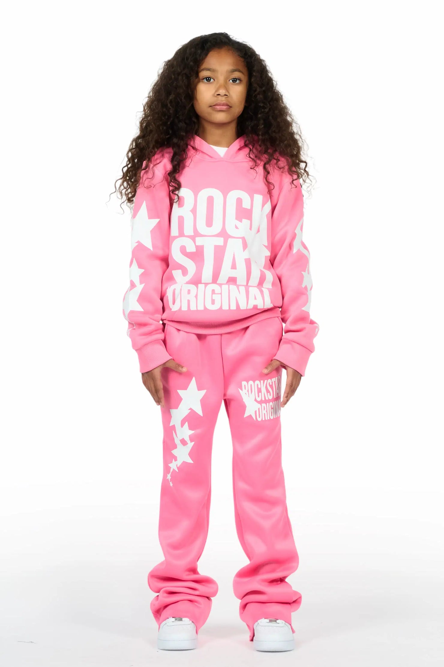 Girls Sechora Pink/White Stacked Track Set