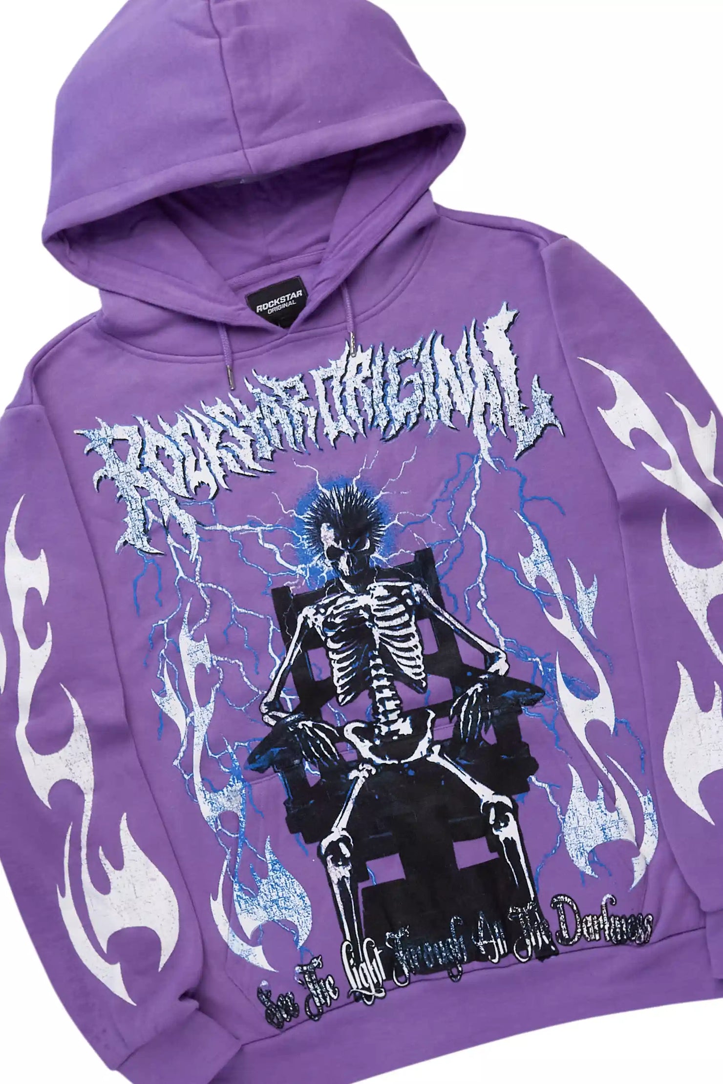 Deathrow Purple/White Hoodie/Stacked Track Pant Set