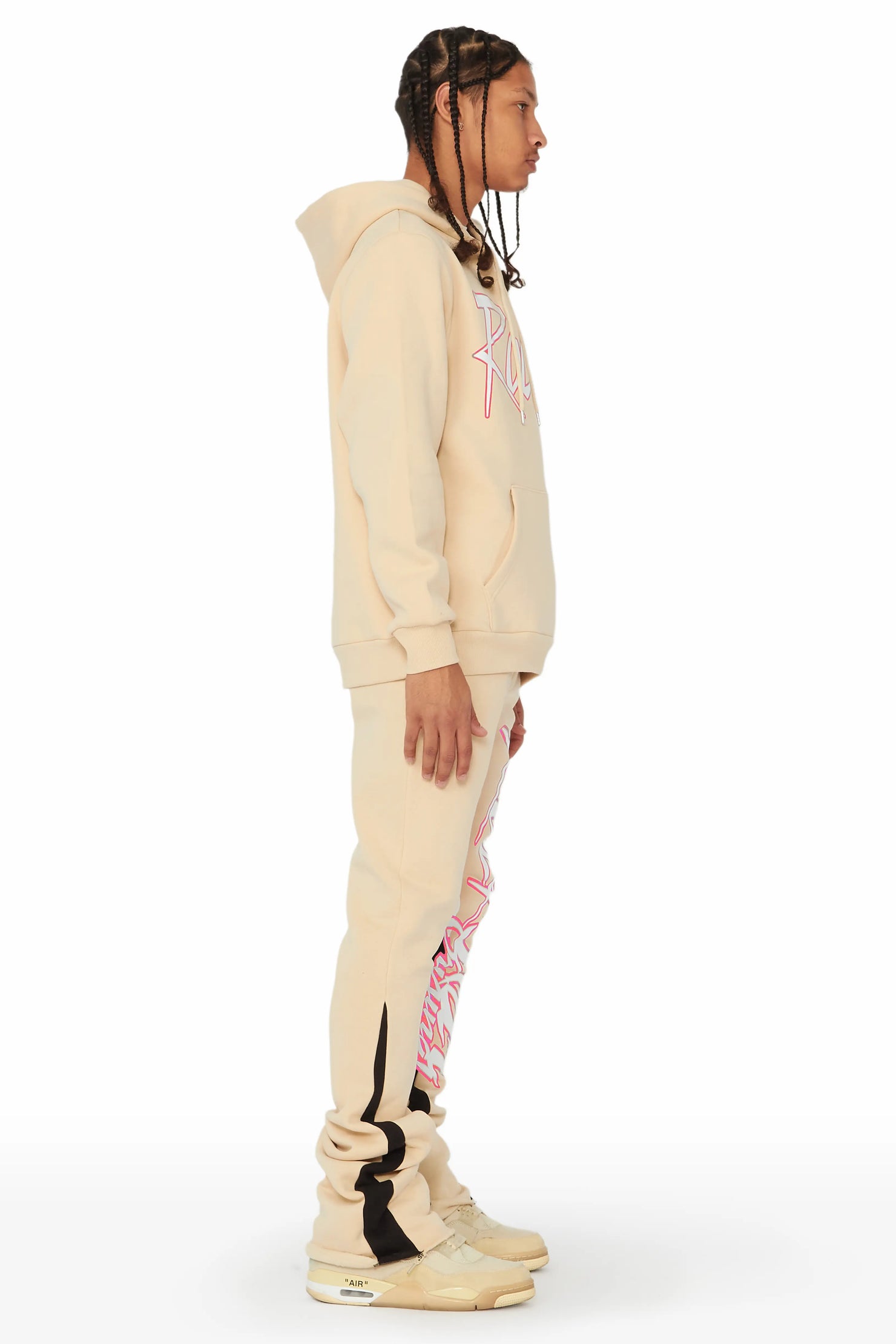 Kalibre Tan/Pink Hoodie/Stacked Flare Track Set