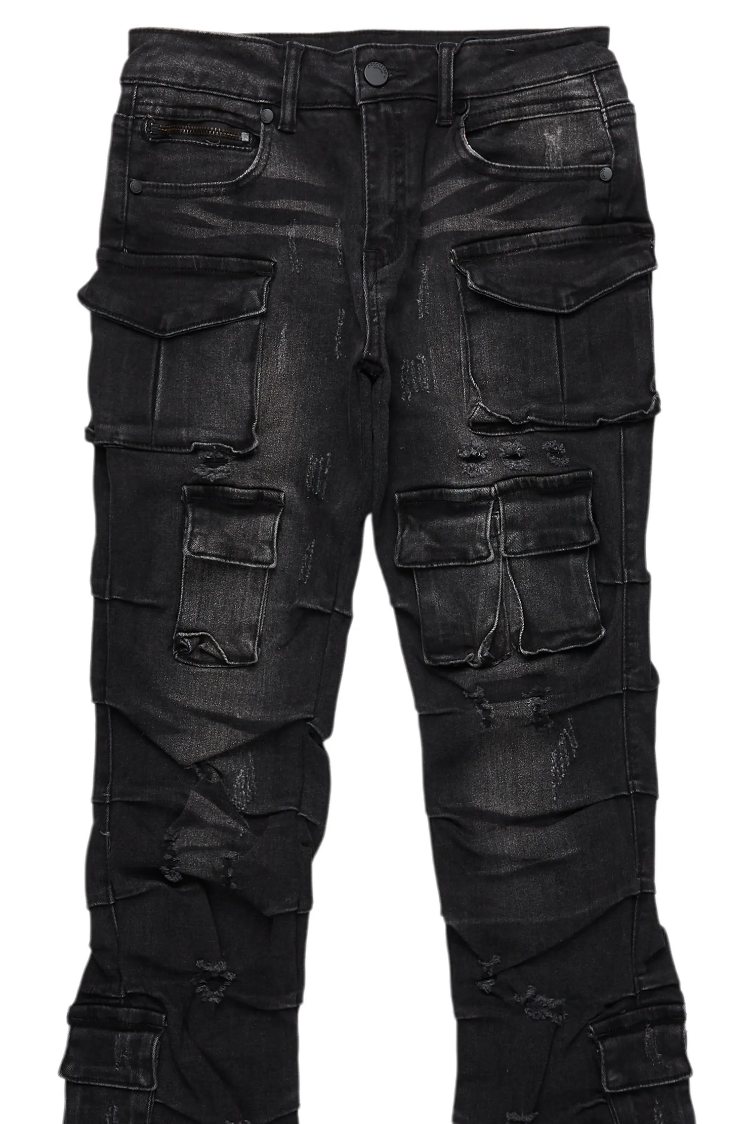 Boys Gentry Dark Grey Stacked Flare Jean
