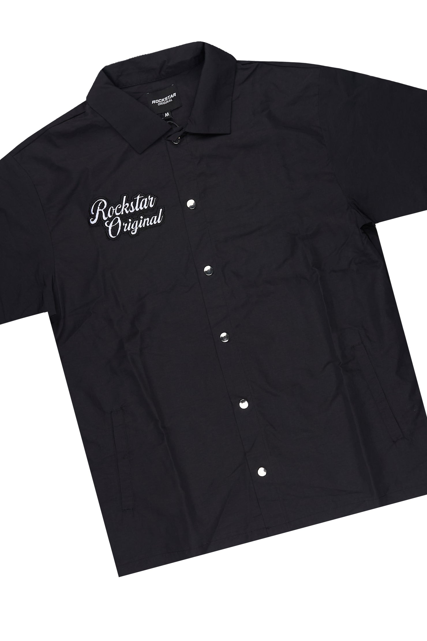 Lustro Black Button Down Shirt/Short Set