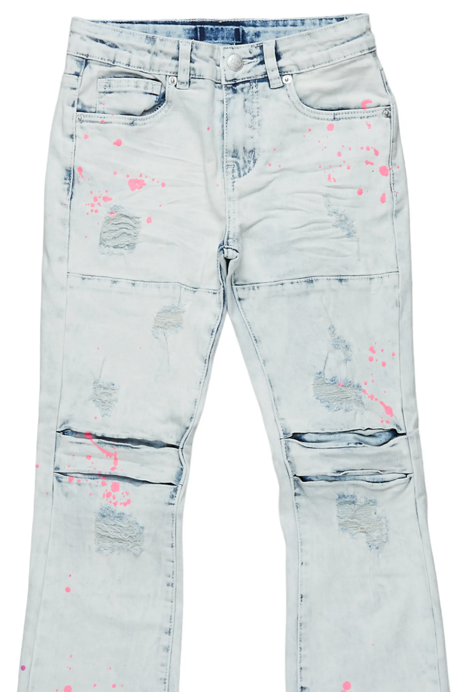Girls Ibis Light Blue Painter Stacked Flare Jean