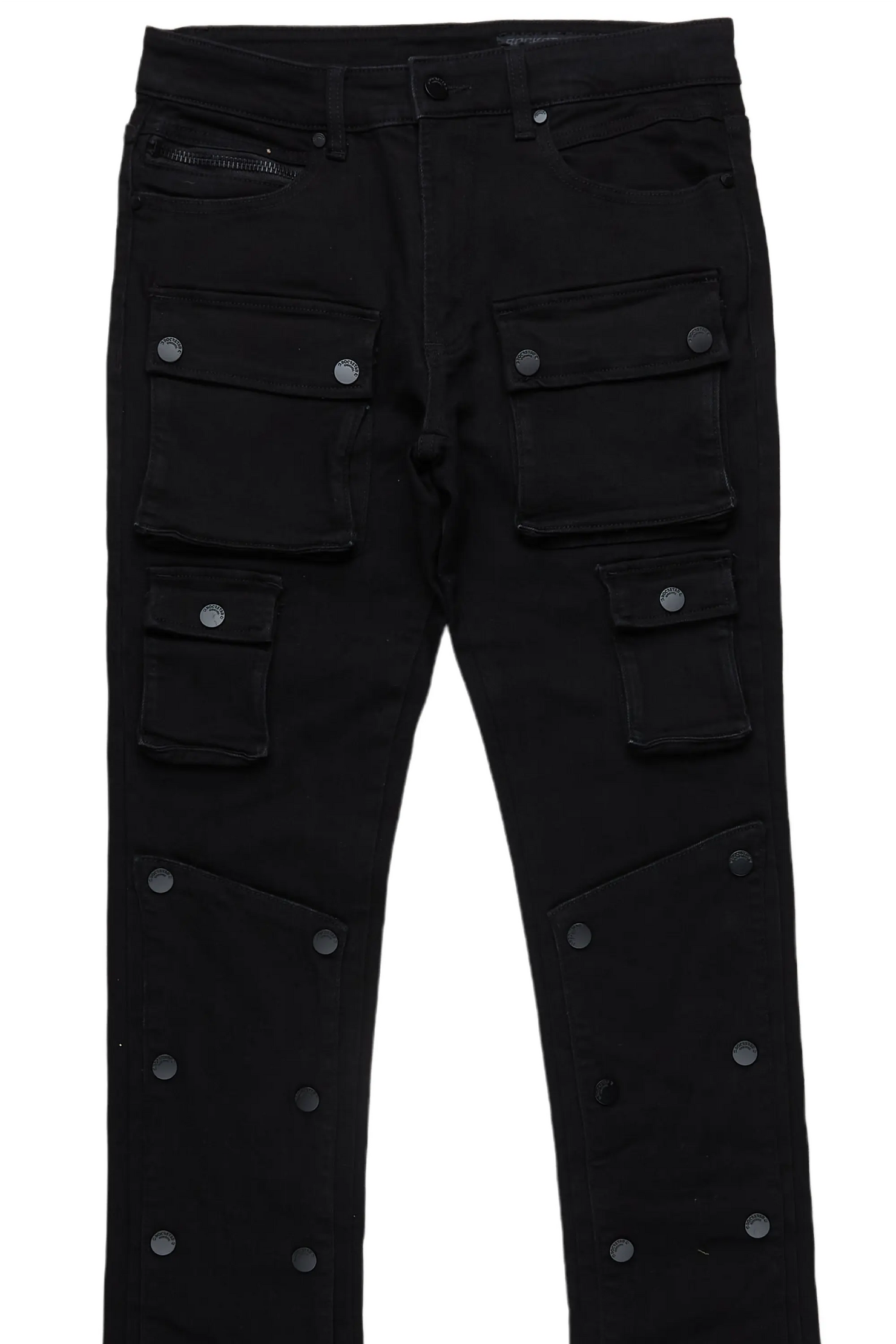 Santana Black Stacked Flare Jean