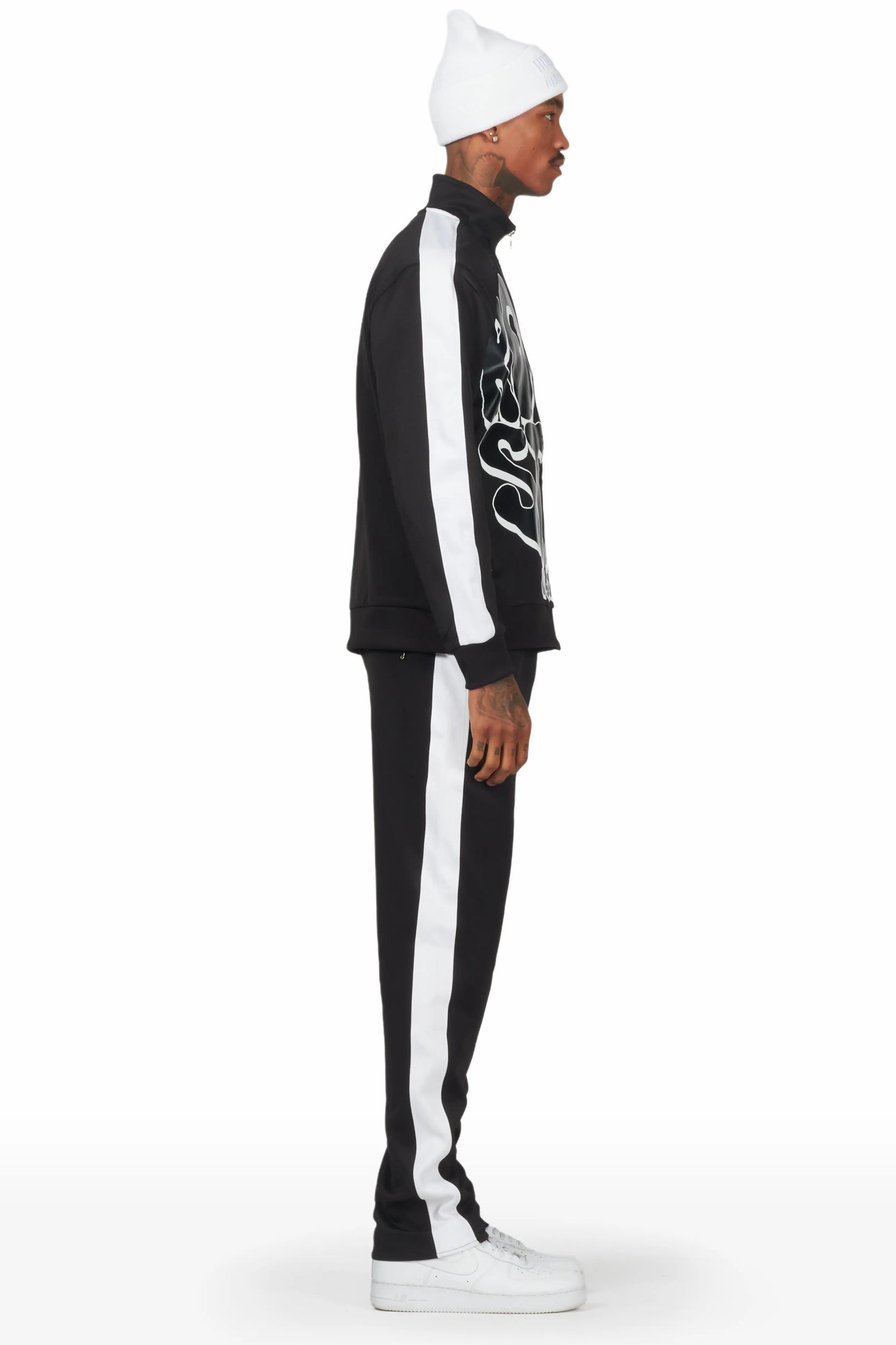 Warblen Black Tricot Slim Fit Track Set