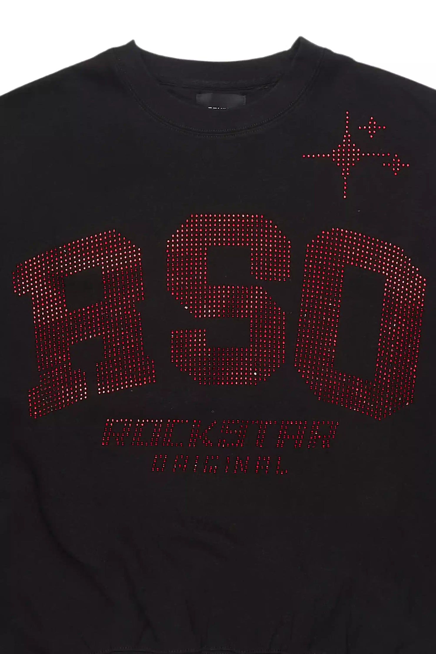 Zyric Black/Red Rhinestone Crewneck Sweatshirt