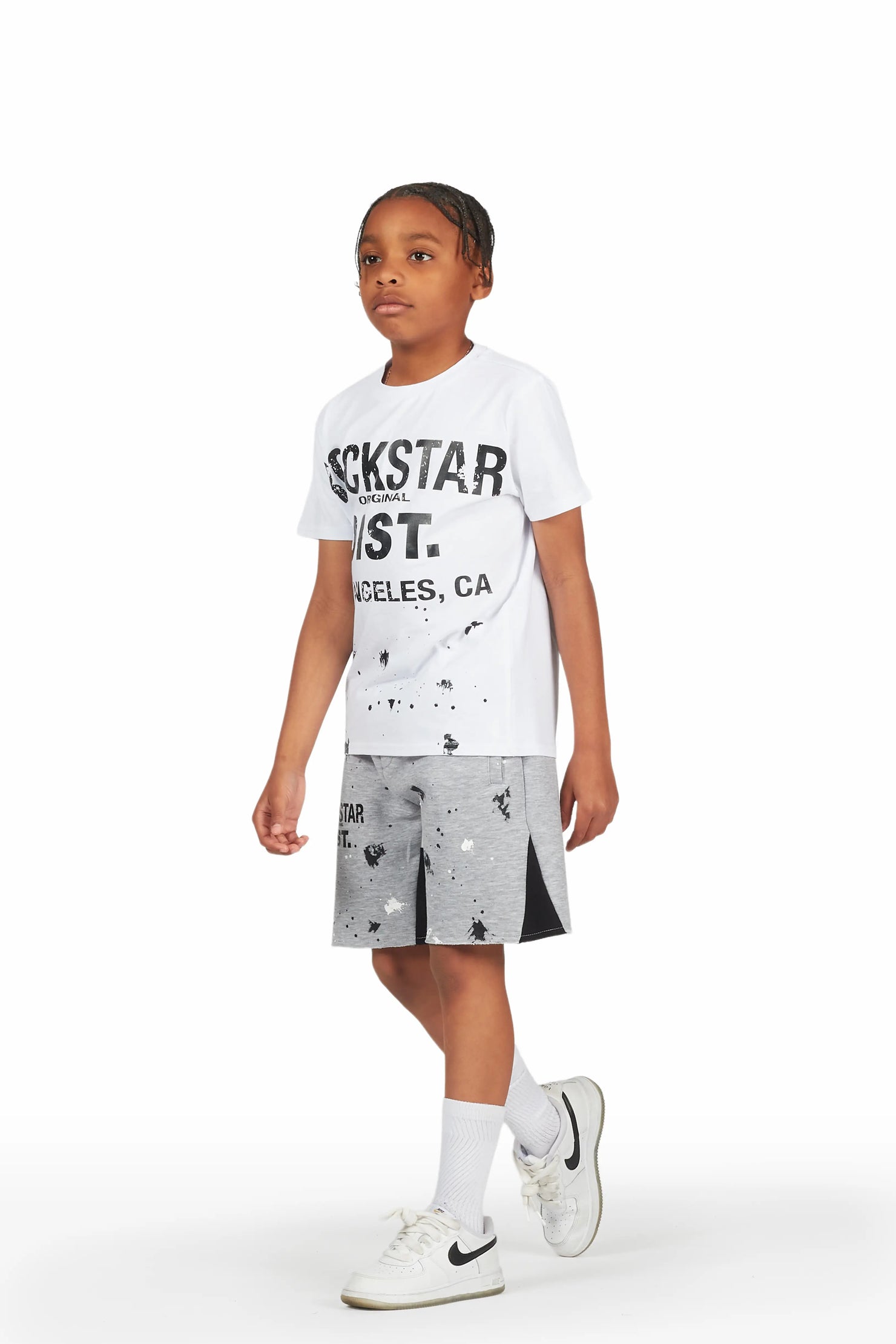 Boys Scottie White/Grey T-Shirt Short Set