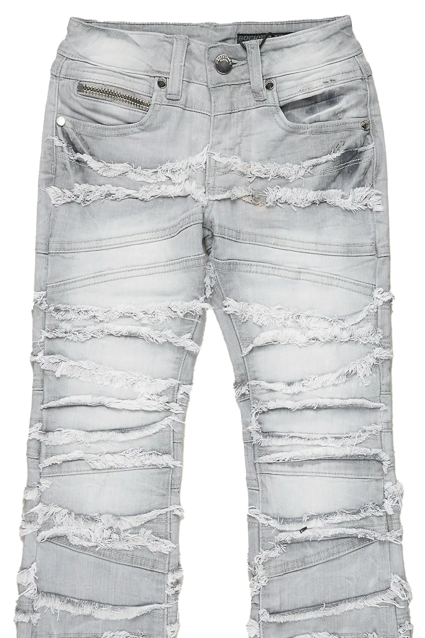 Boys Franko Light Grey Stack Flare Jean