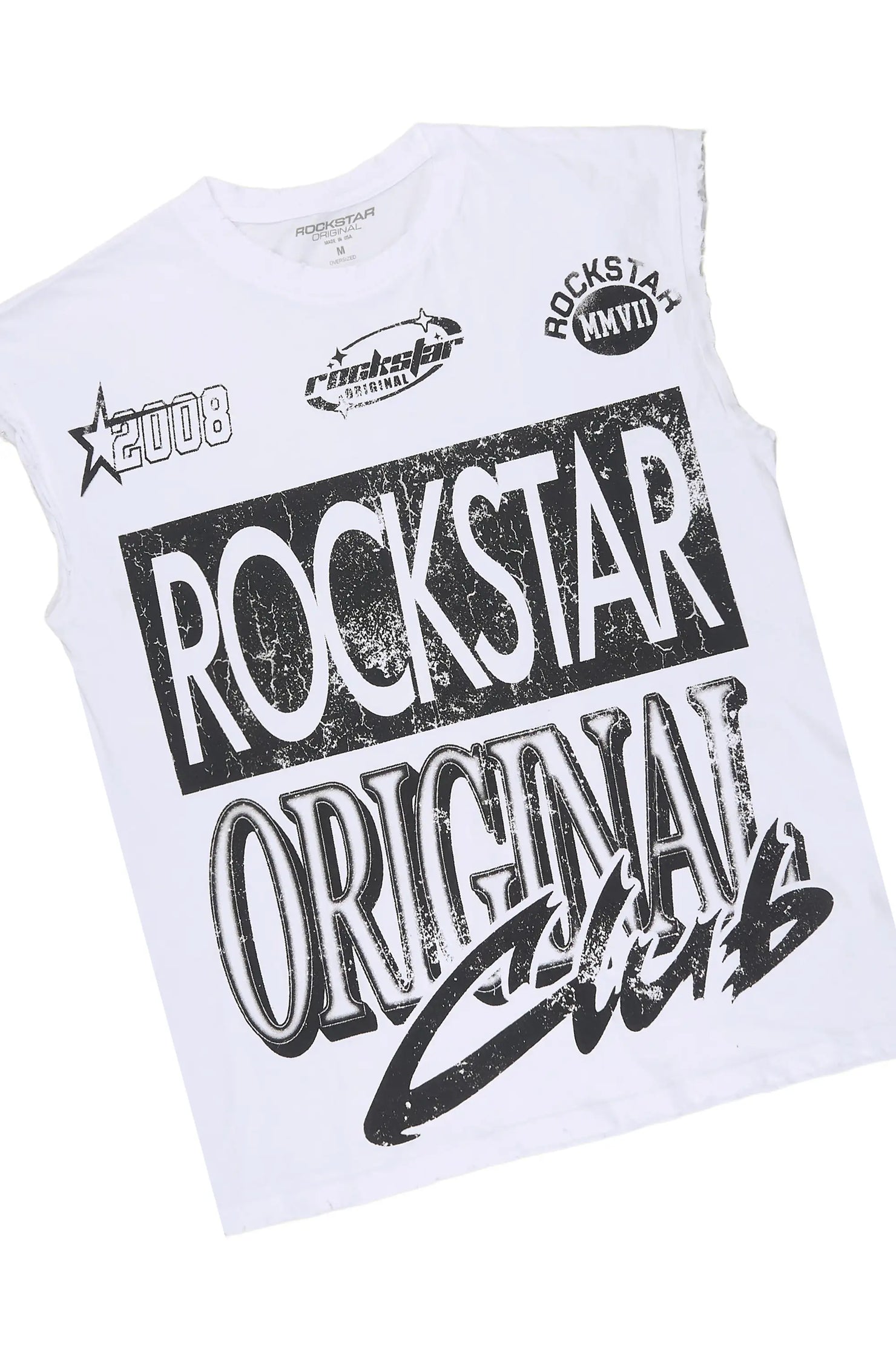 Rylok White/Black Oversized Graphic T-Shirt & Keylor  Denim Short Set