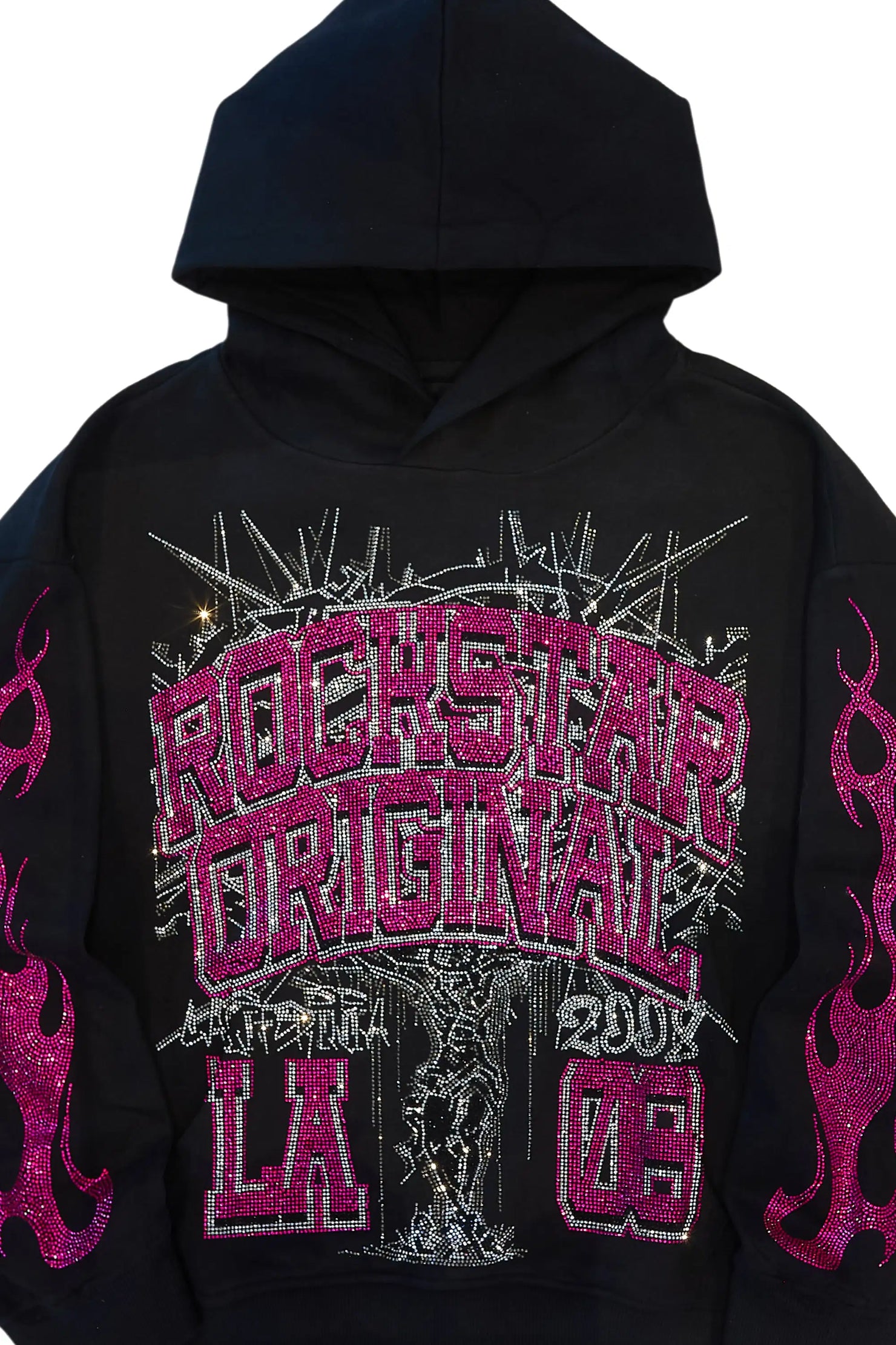 Lindsay Black/Pink Rhinestone Hoodie