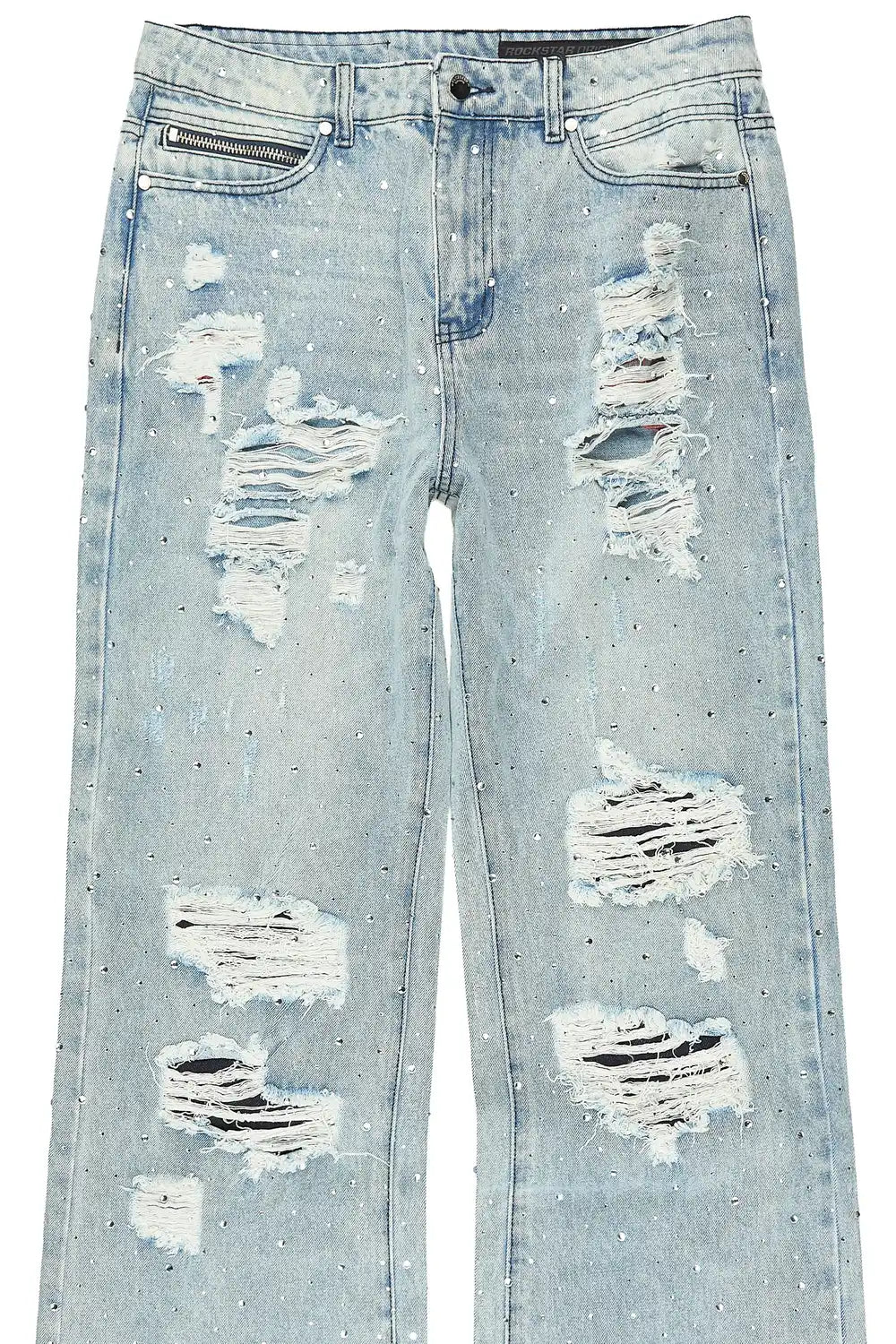 Iden Light Blue Rhinestone Baggy Fit Jean