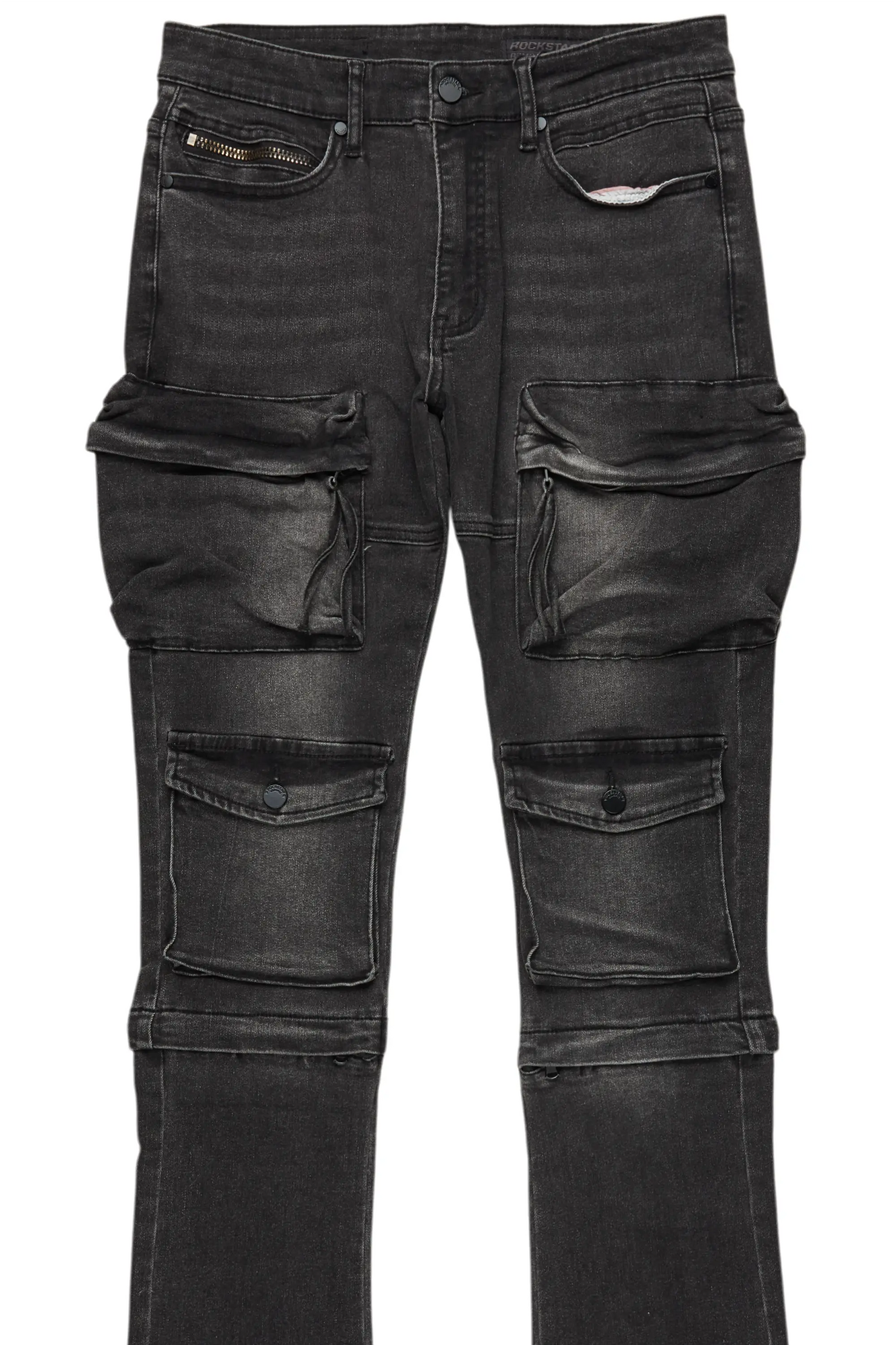 Jan Black Stacked Flare Cargo Jean