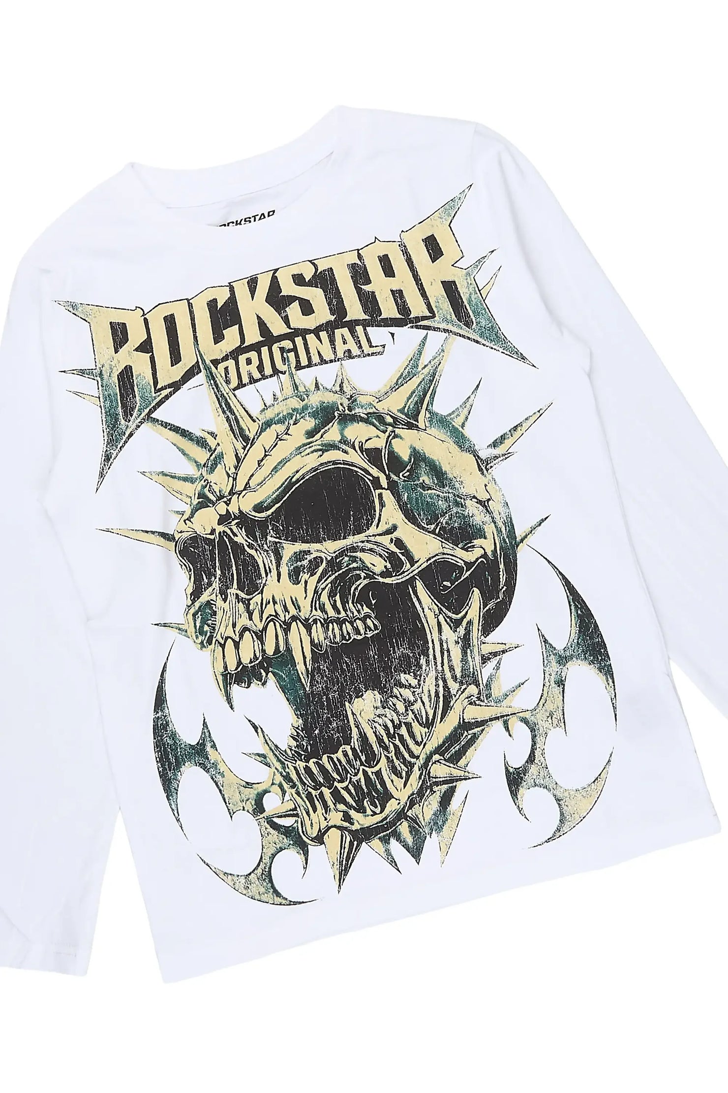 Boys Boos White/Tree Camo Long Sleeve T-shirt Stacked Jean Set