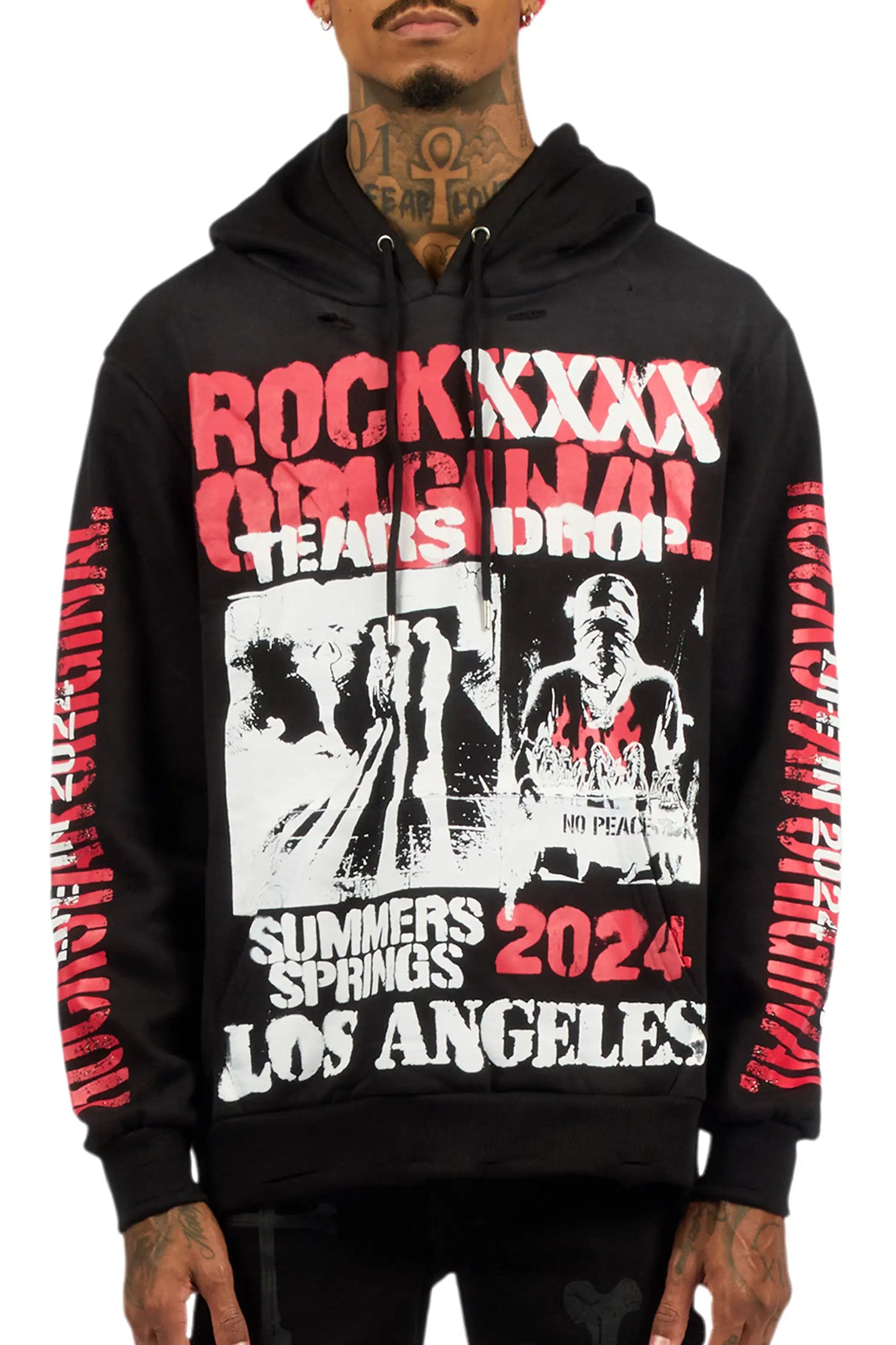 Omer Black Graphic Relaxed Hoodie