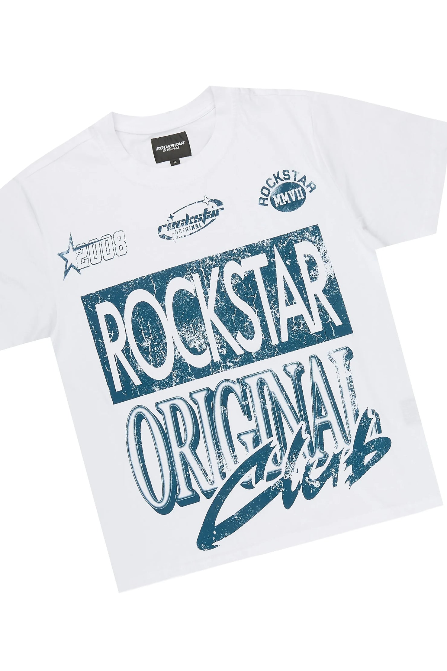 Boys Rylok White/Navy T-Shirt Short Set