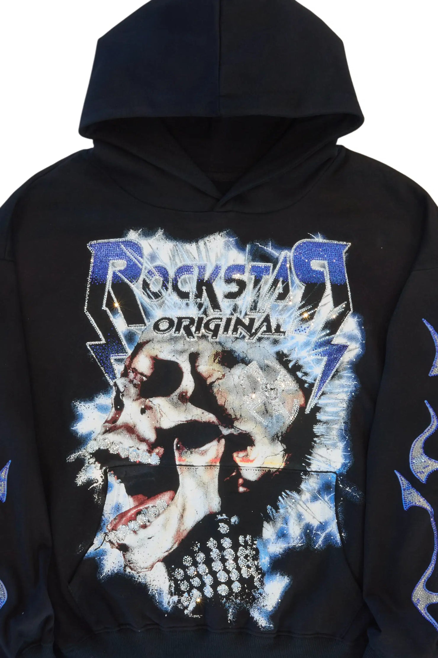 Outerworld Black Rhinestone Oversized Hoodie