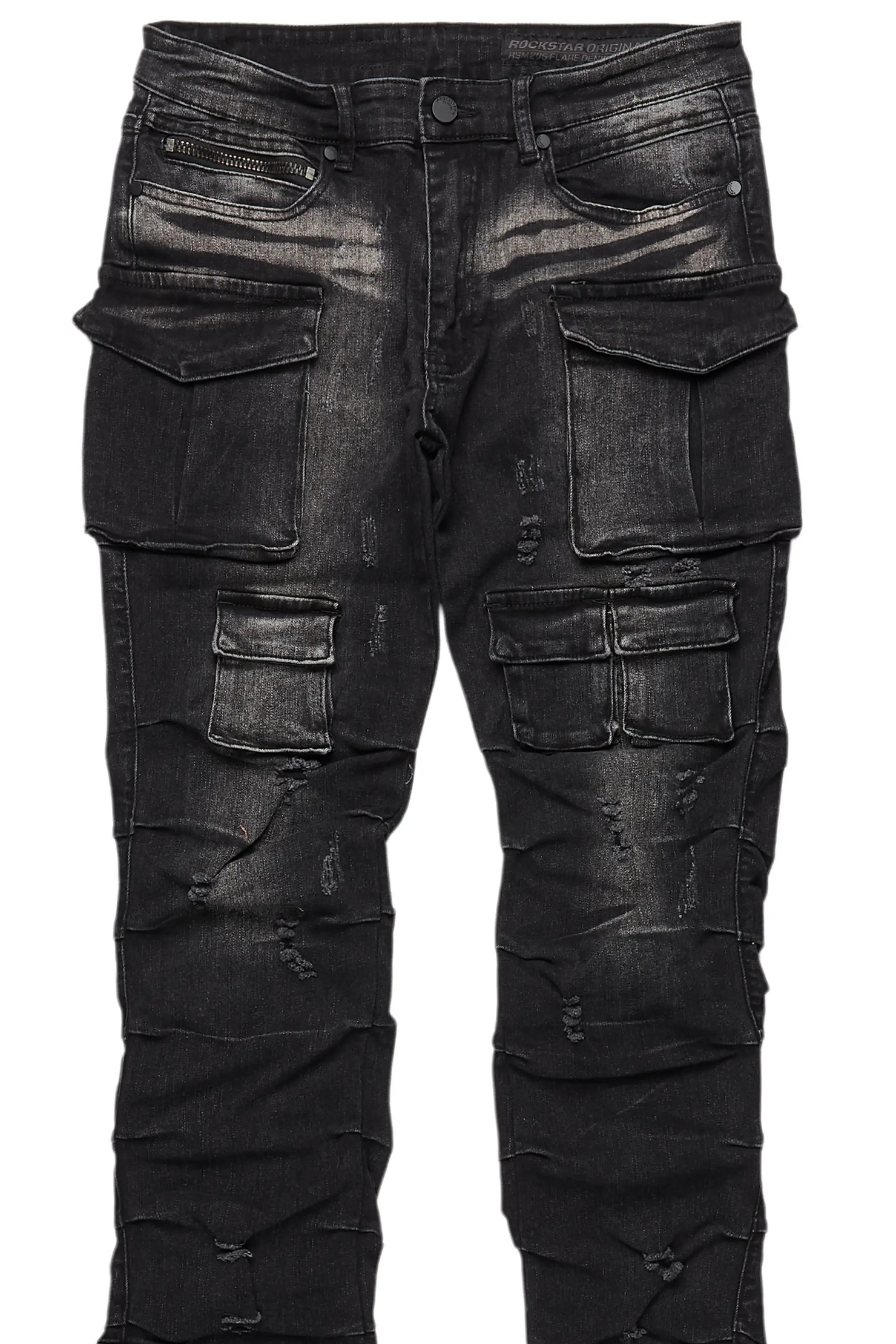 Gentry Dark Grey Wash Stacked Flare Jean