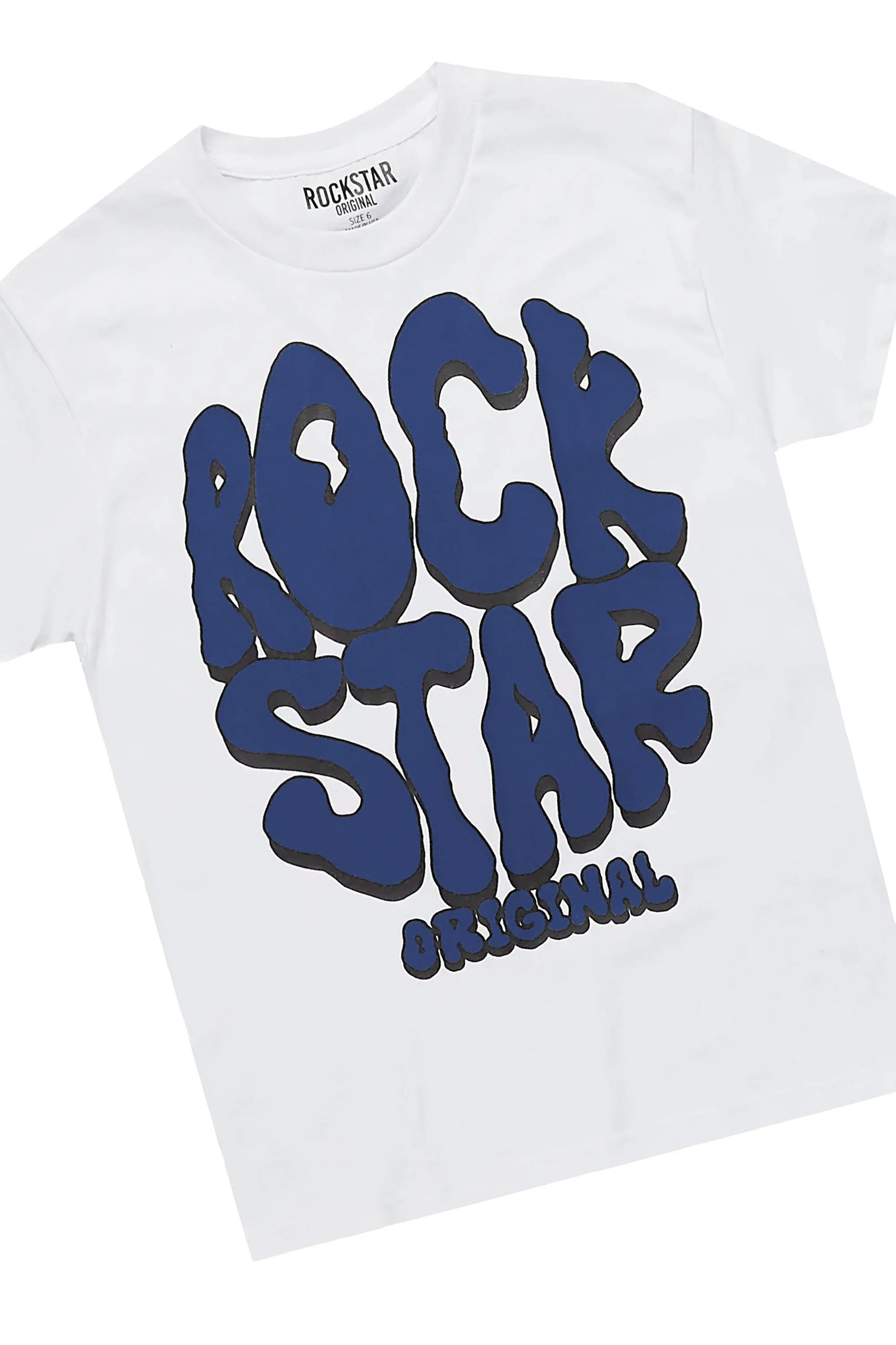 Boys Casspine White/Navy T-Shirt Pant Set