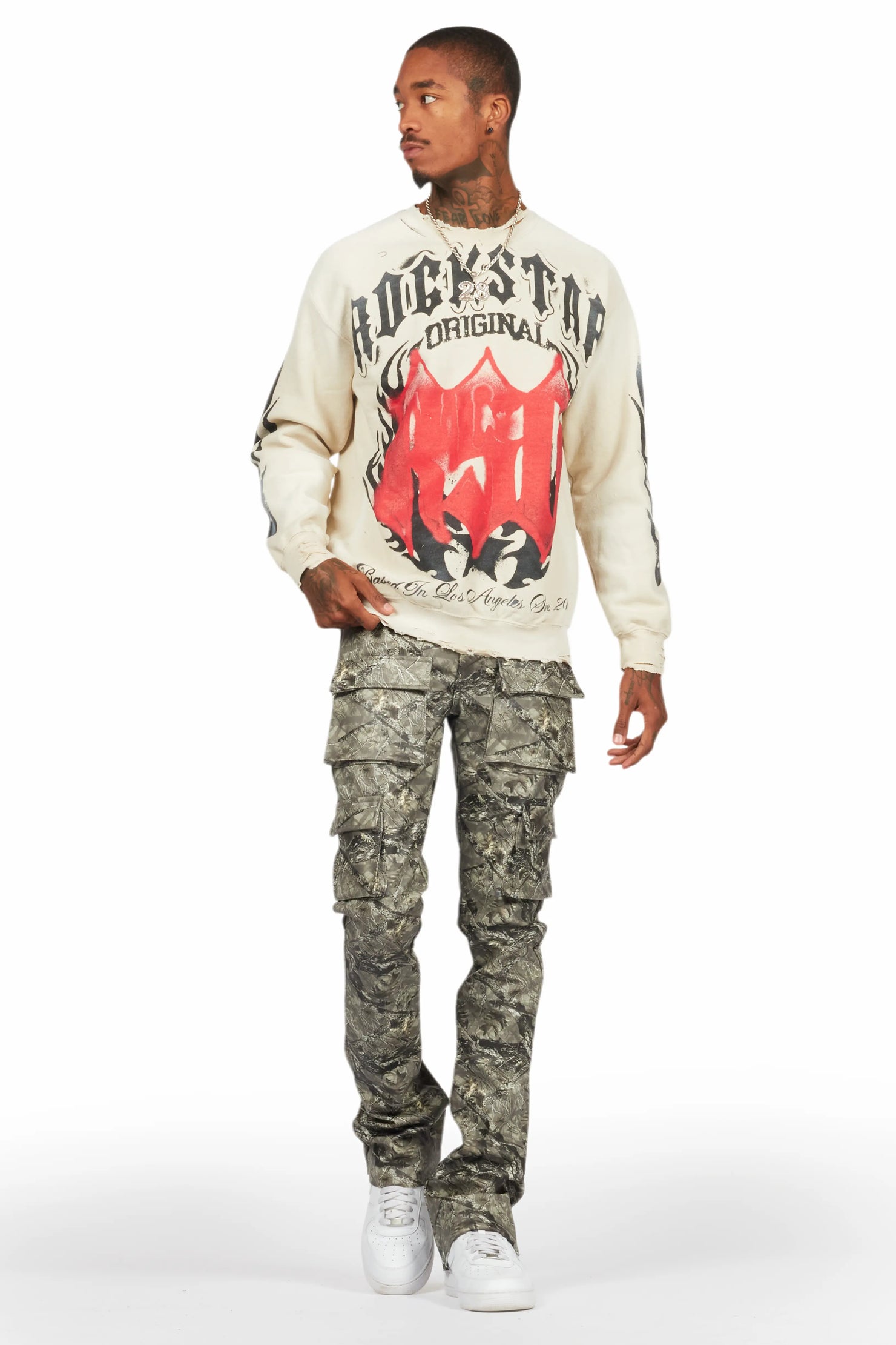 Khaza Tree Camo PU Leather Jean