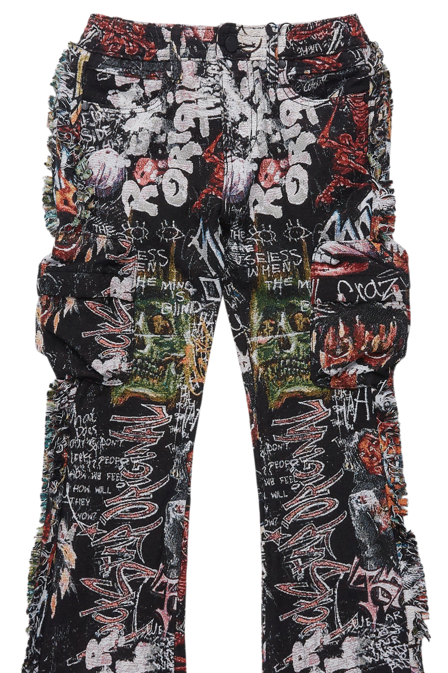 Boys Jari Multi Stacked Tapestry Flare Jean