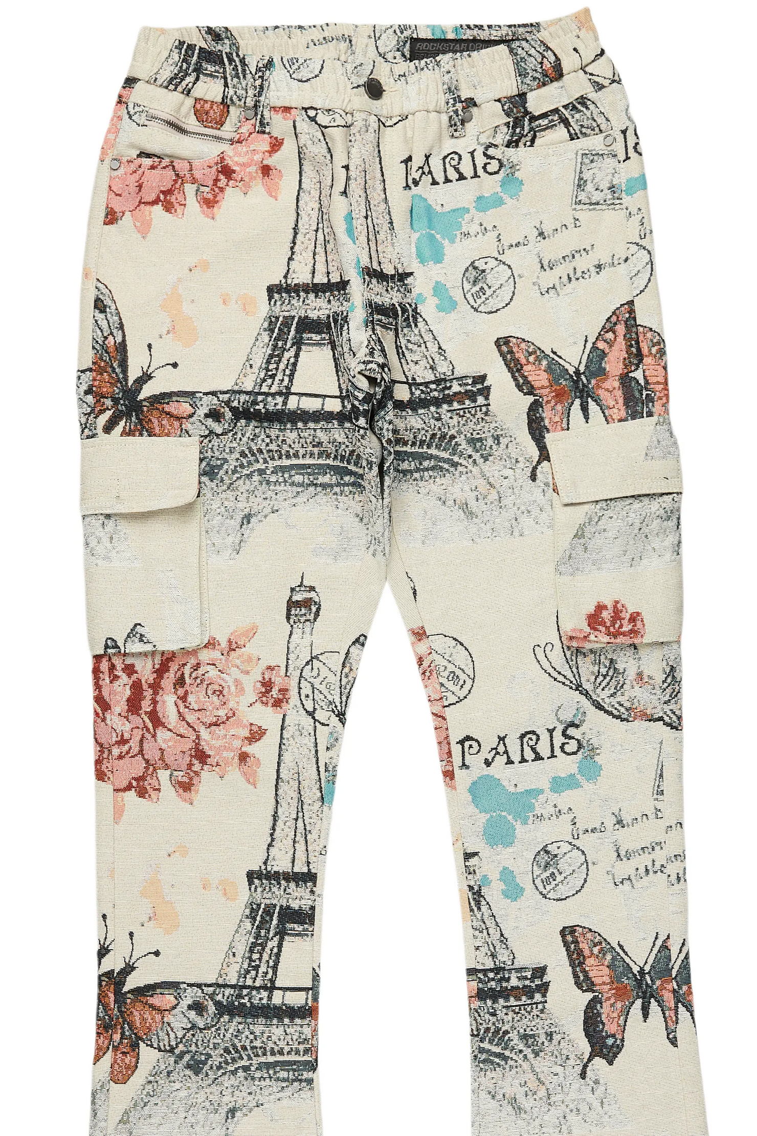 Boys Lamont Beige Multi Tapestry Stacked Flare Jean