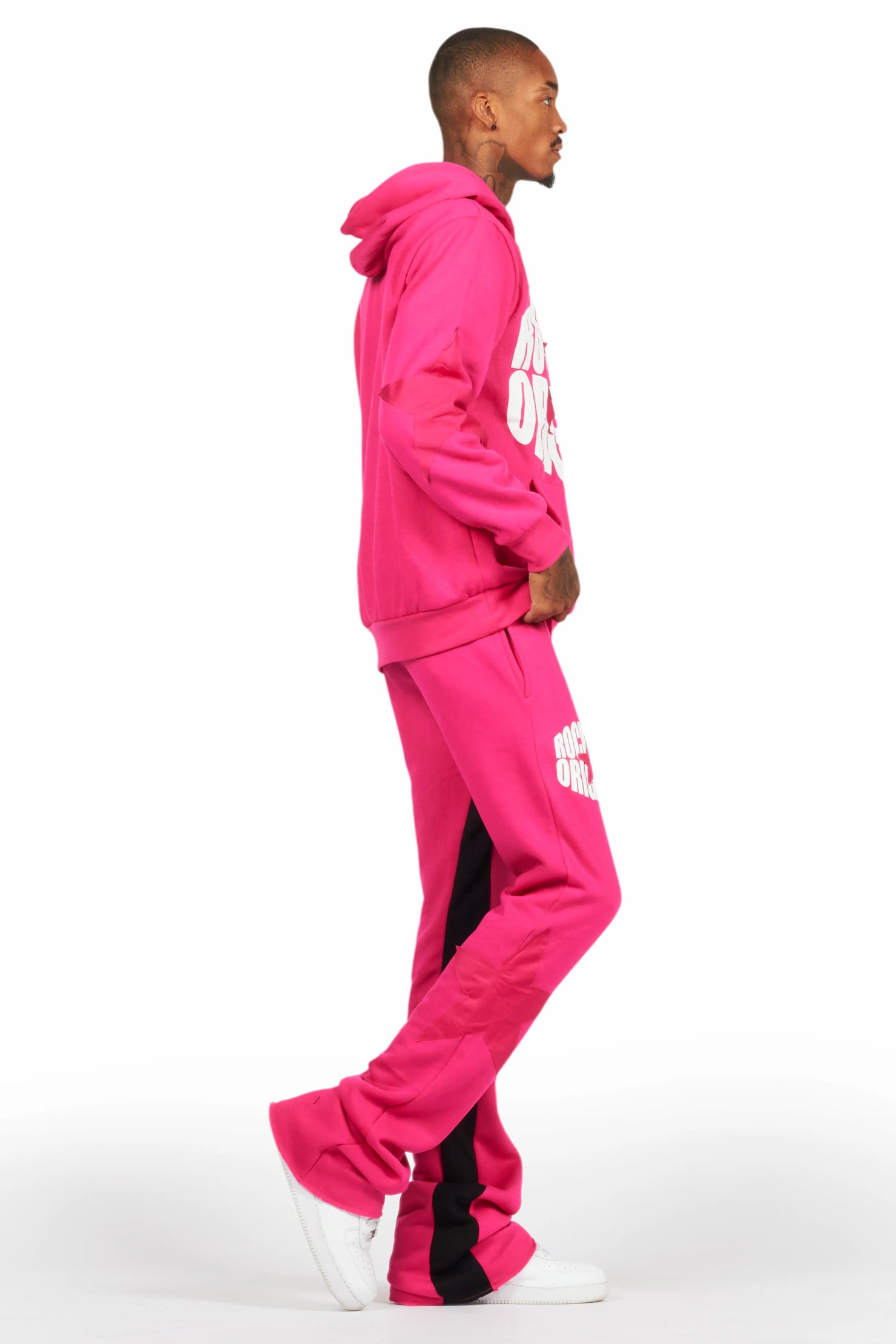 States Fuchsia Baggy Stacked Hoodie Track Set