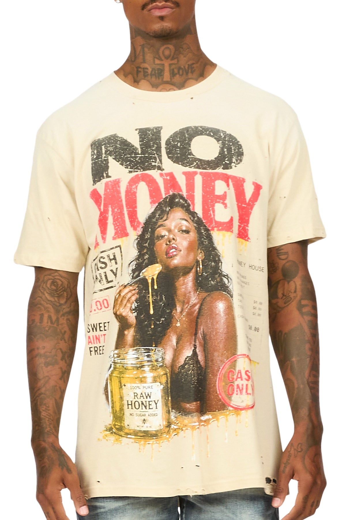 Romyx Beige Oversized Graphic T-Shirt