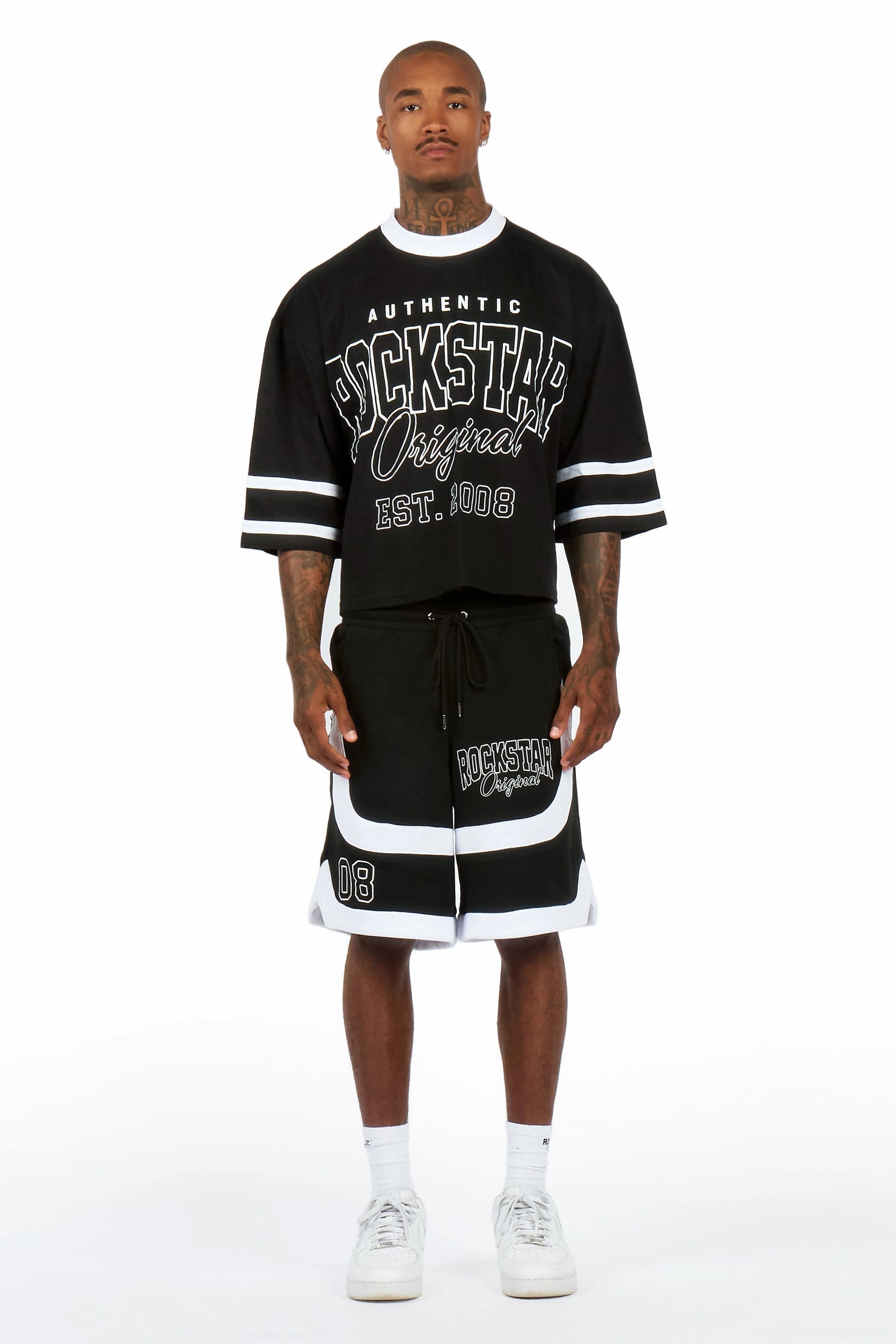Redford Black T-Shirt/Double Waisted Short Set