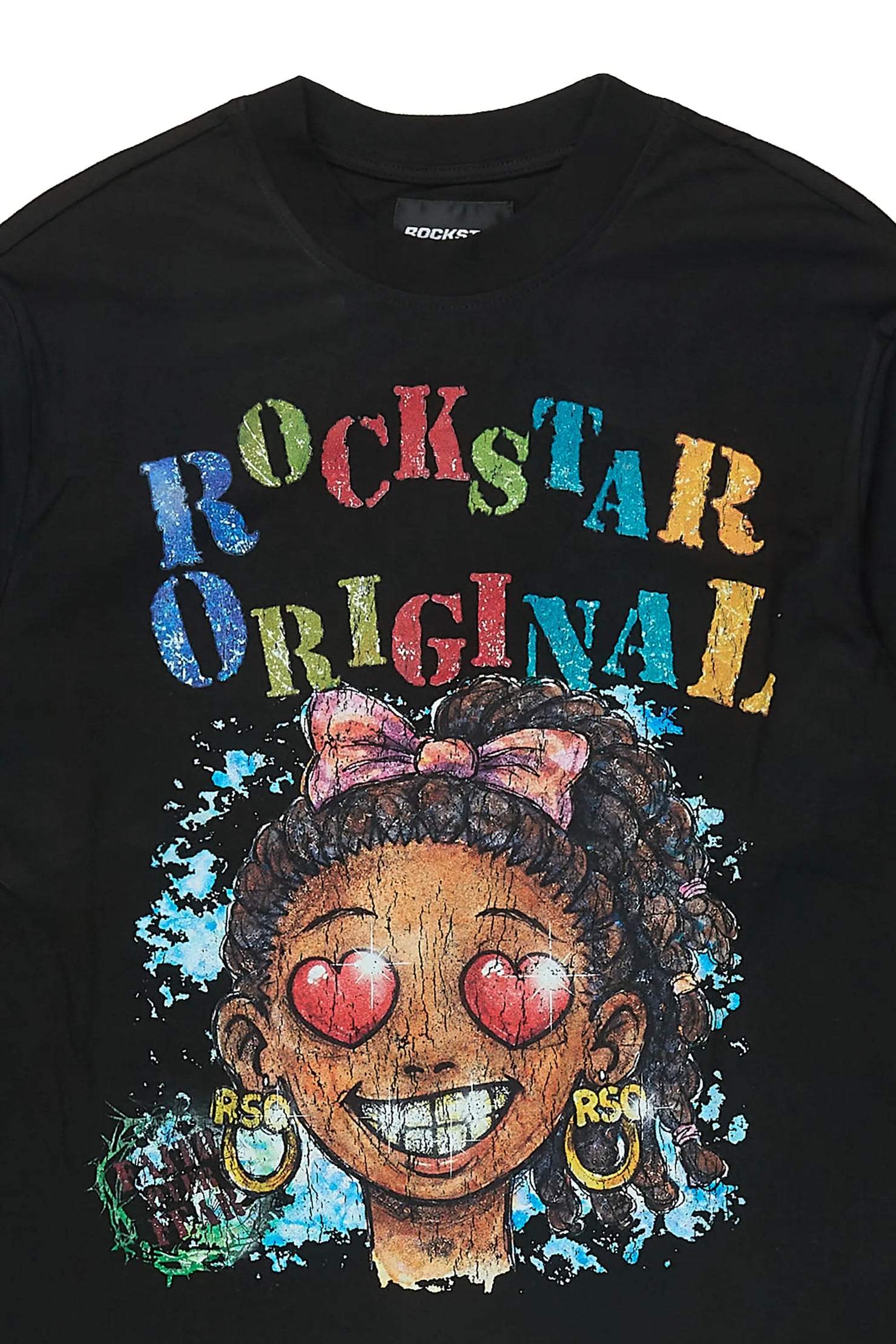 Girls Jaggy Black Long Sleeve Graphic T-Shirt