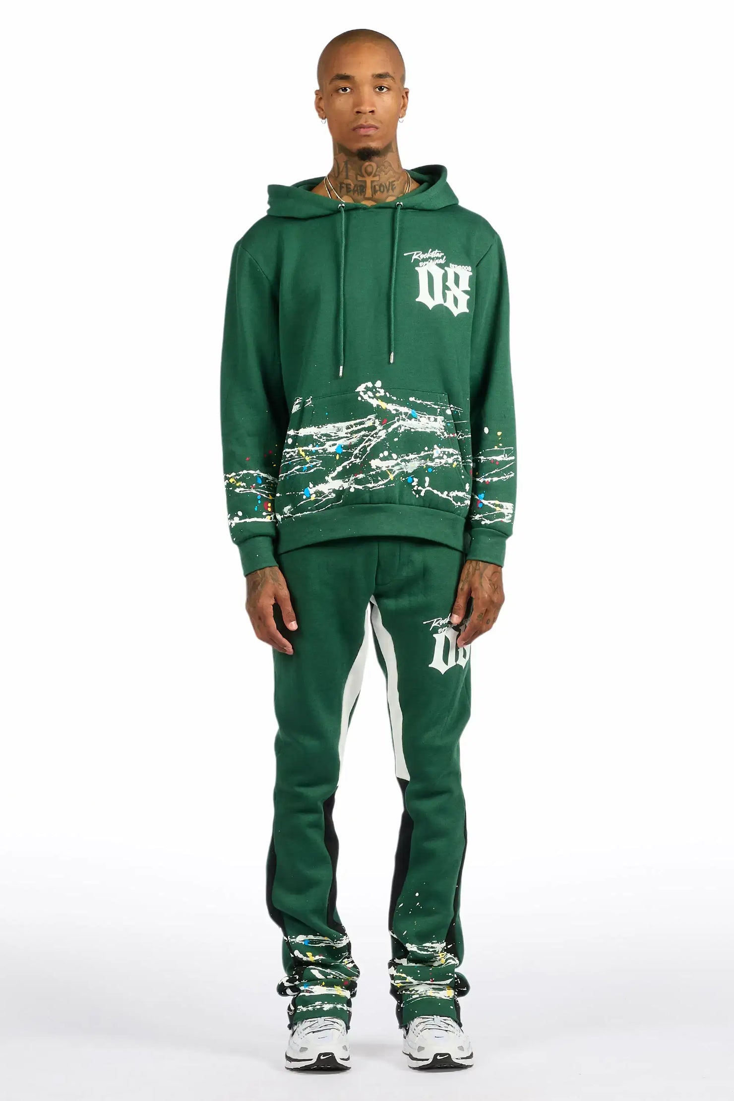 Horia Hunter Green/Multi Hoodie/Stacked Flare Track Set