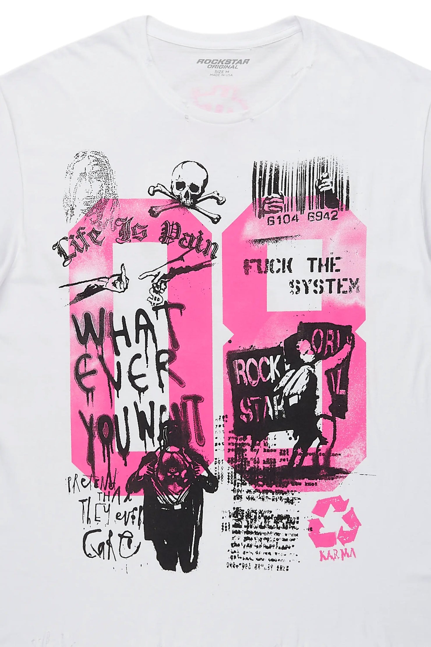 Grill White/Pink Graphic Oversized T-Shirt