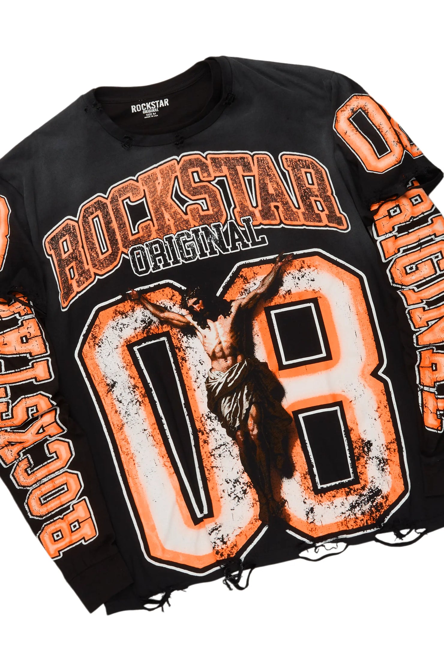 Fields Black/Orange Double Layer T-Shirt/Stacked Baggy Track Set