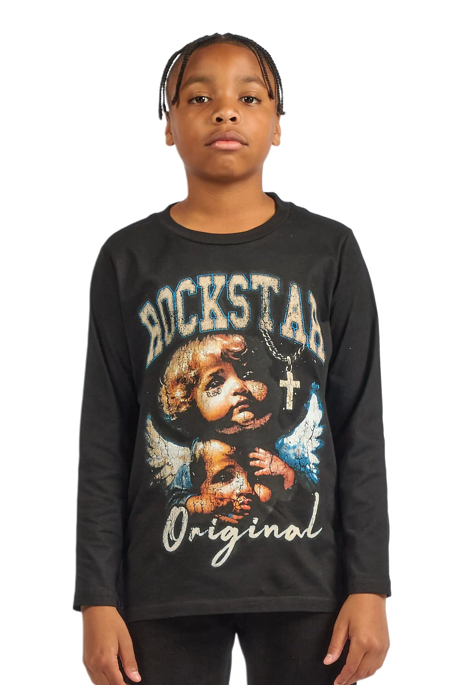 Boys Deiter Black Long Sleeve Graphic T-Shirt