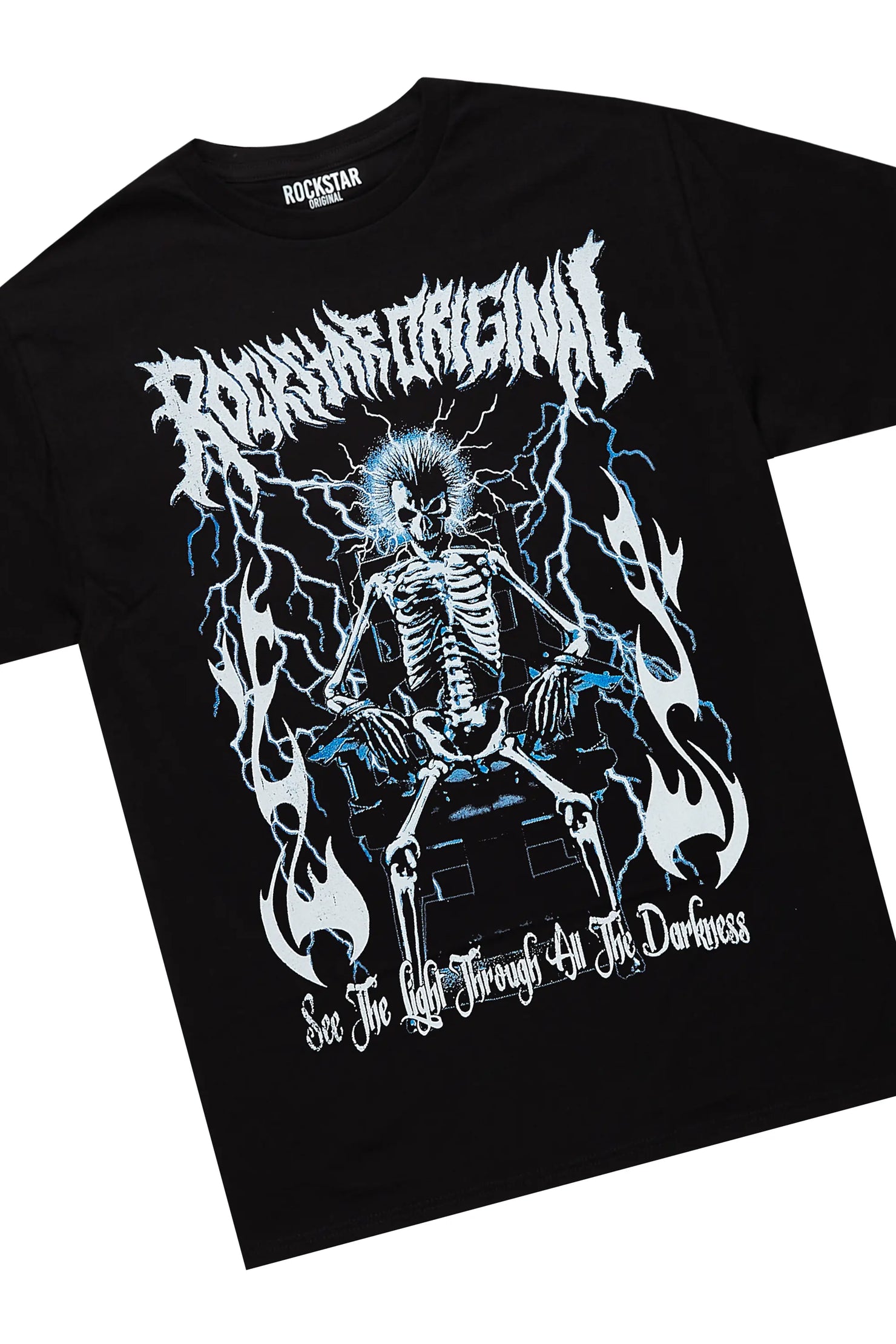 Deathrown Black T-Shirt & Josie Stacked Flare Jean