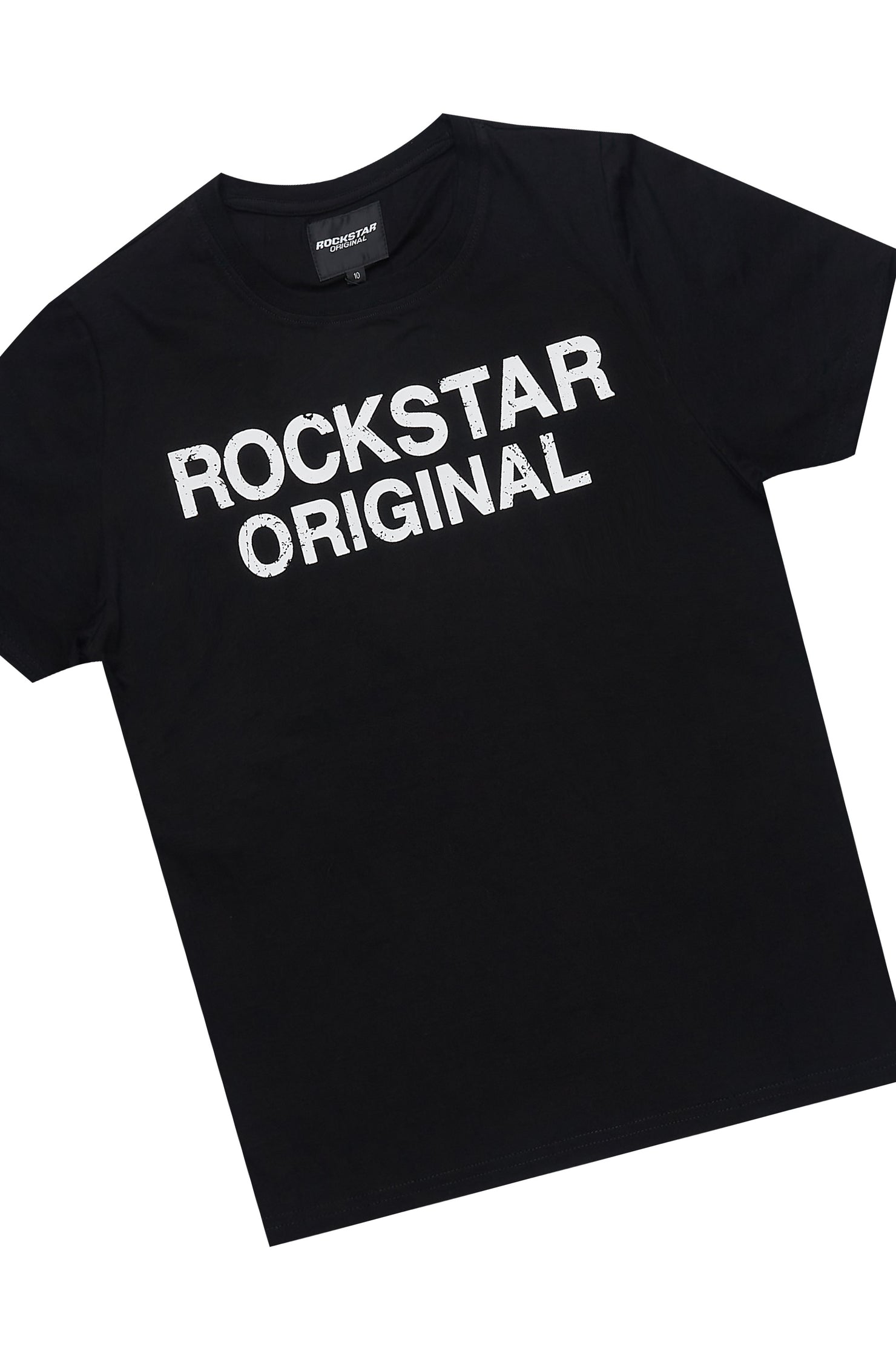 Boys Deniska Black T-Shirt Baggy Stacked Flare Set