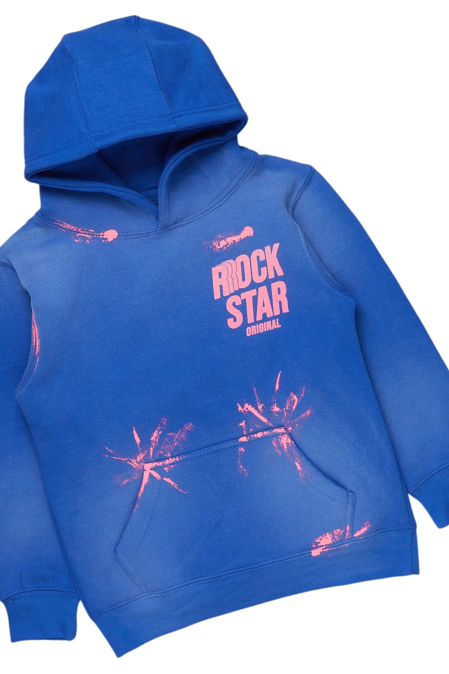 Boys Aiden Royal Blue Hoodie/Stacked Flare Jean Set