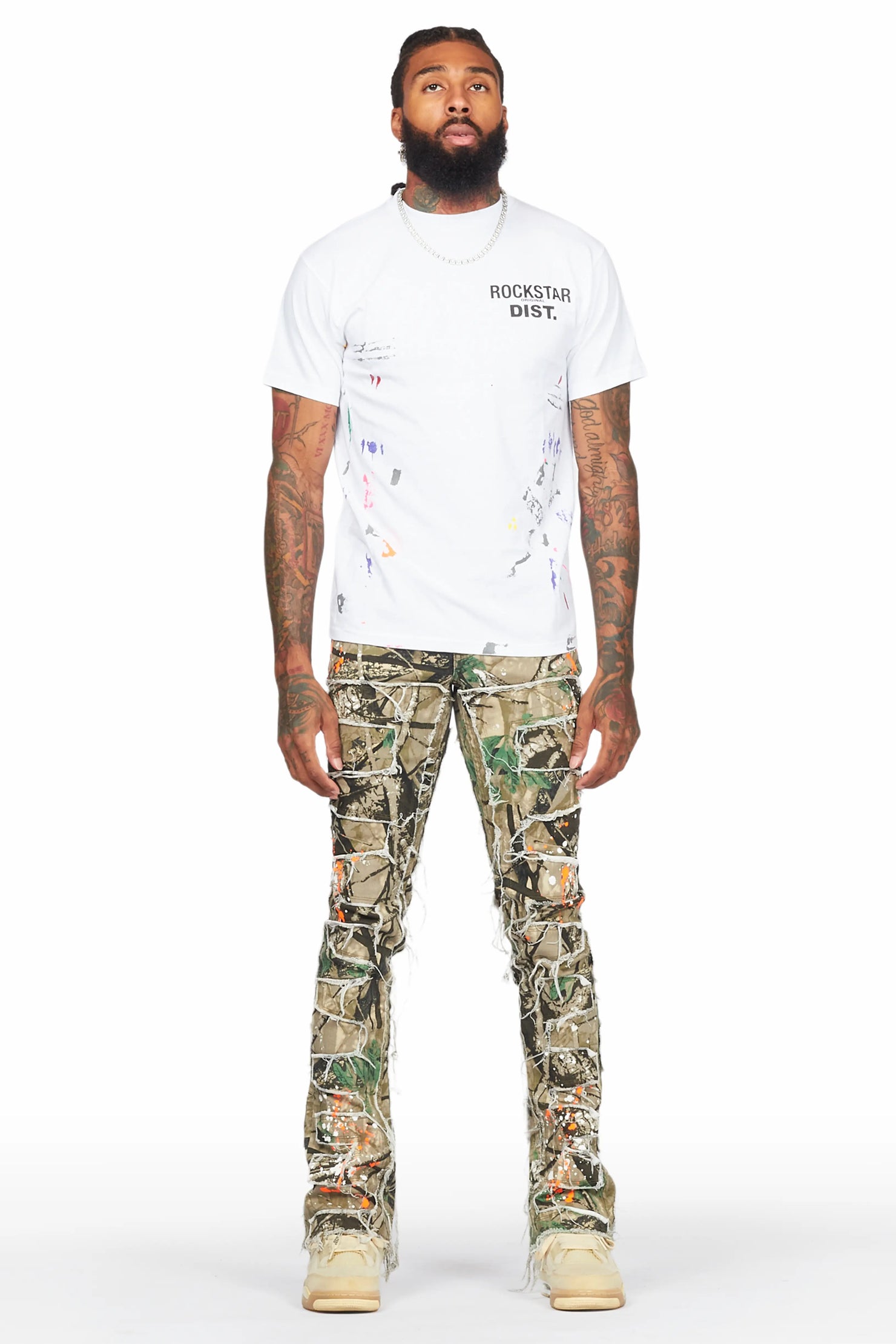 Urso Tree Camo Painter Stacked Flare Jean