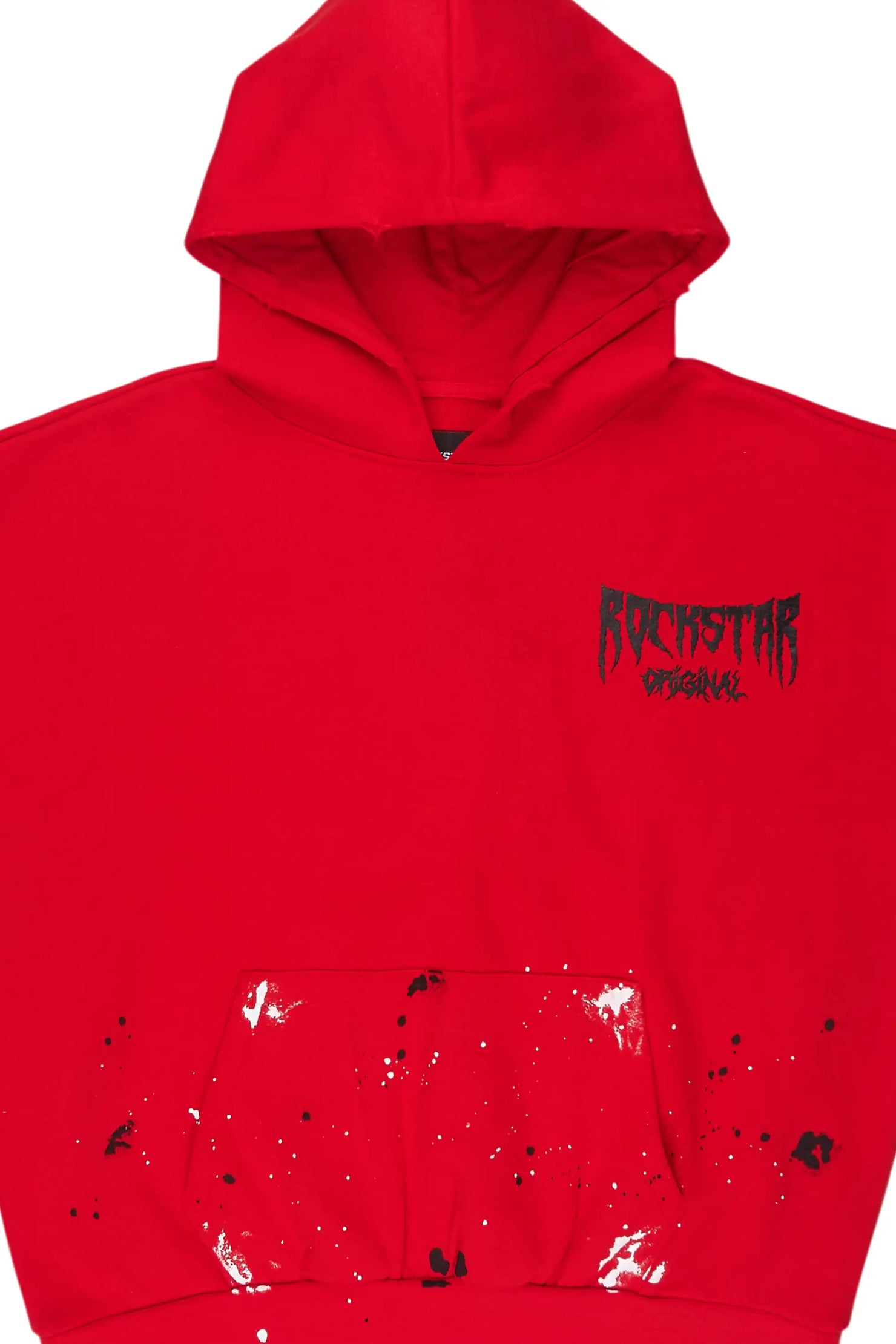 Twinkle Red Painted Cut Sleeve Hoodie