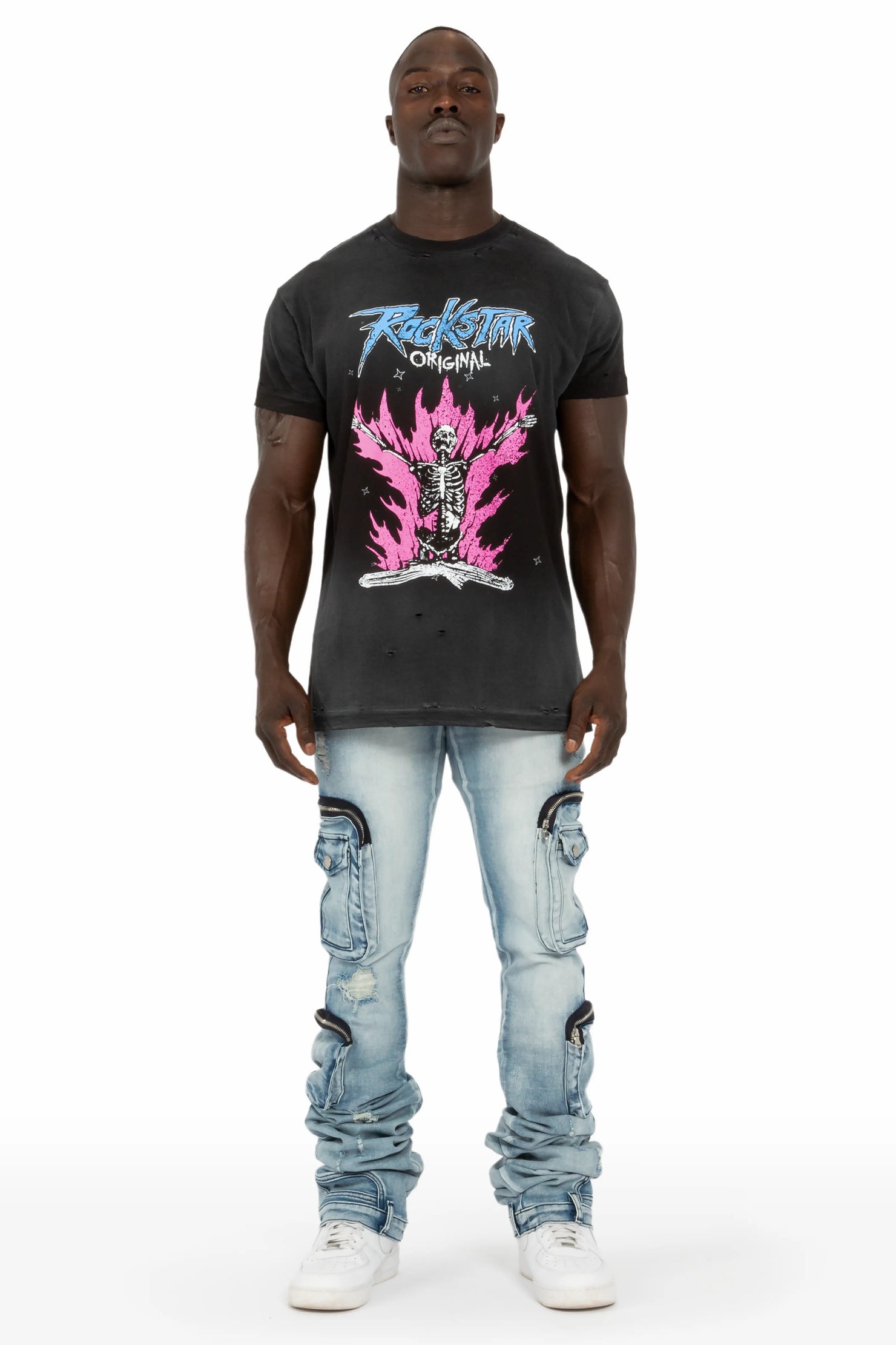 Shane Light Blue Super Stacked Flare Jean