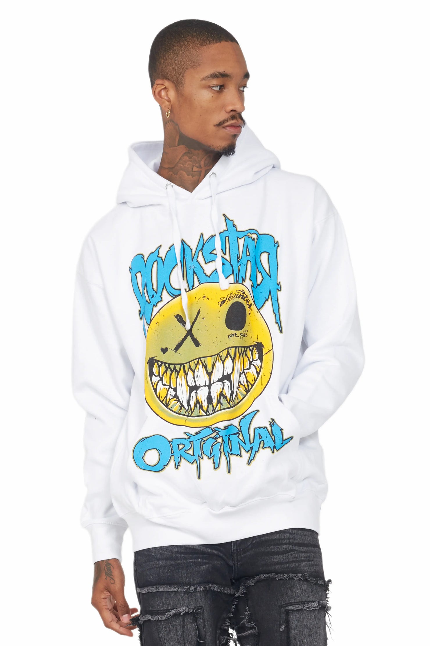 Fraust White Graphic Hoodie