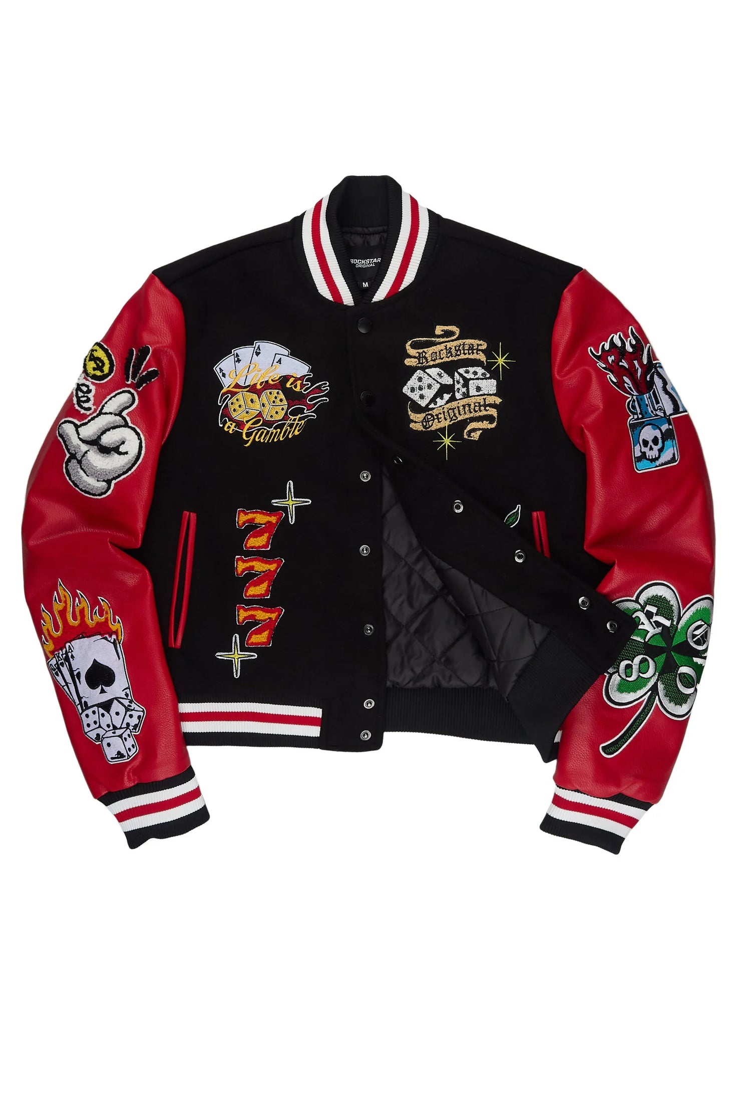 Stasha Black/Red Oversized Varsity Jacket
