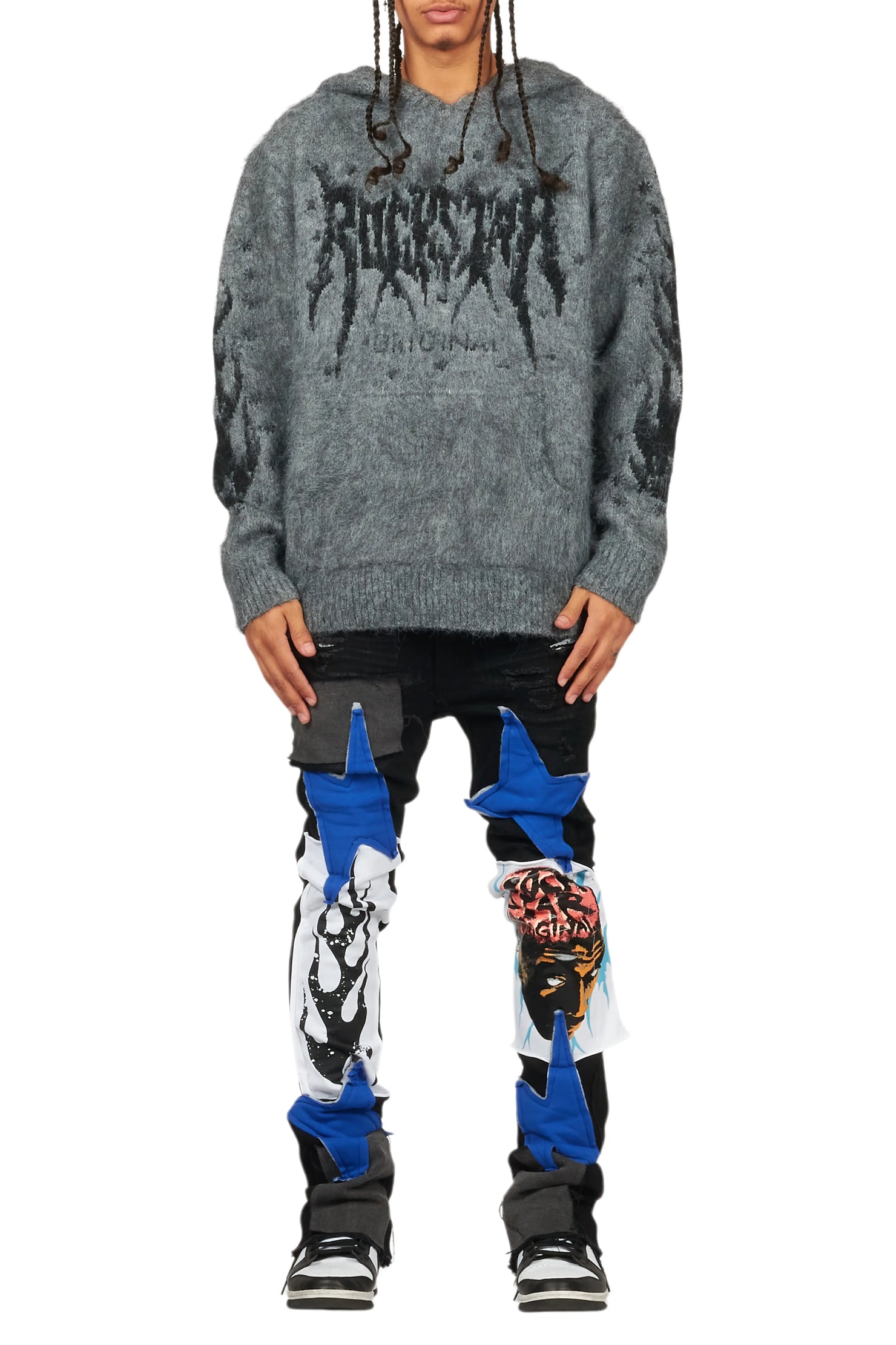 Raymond Grey Graphic Knitted Hoodie