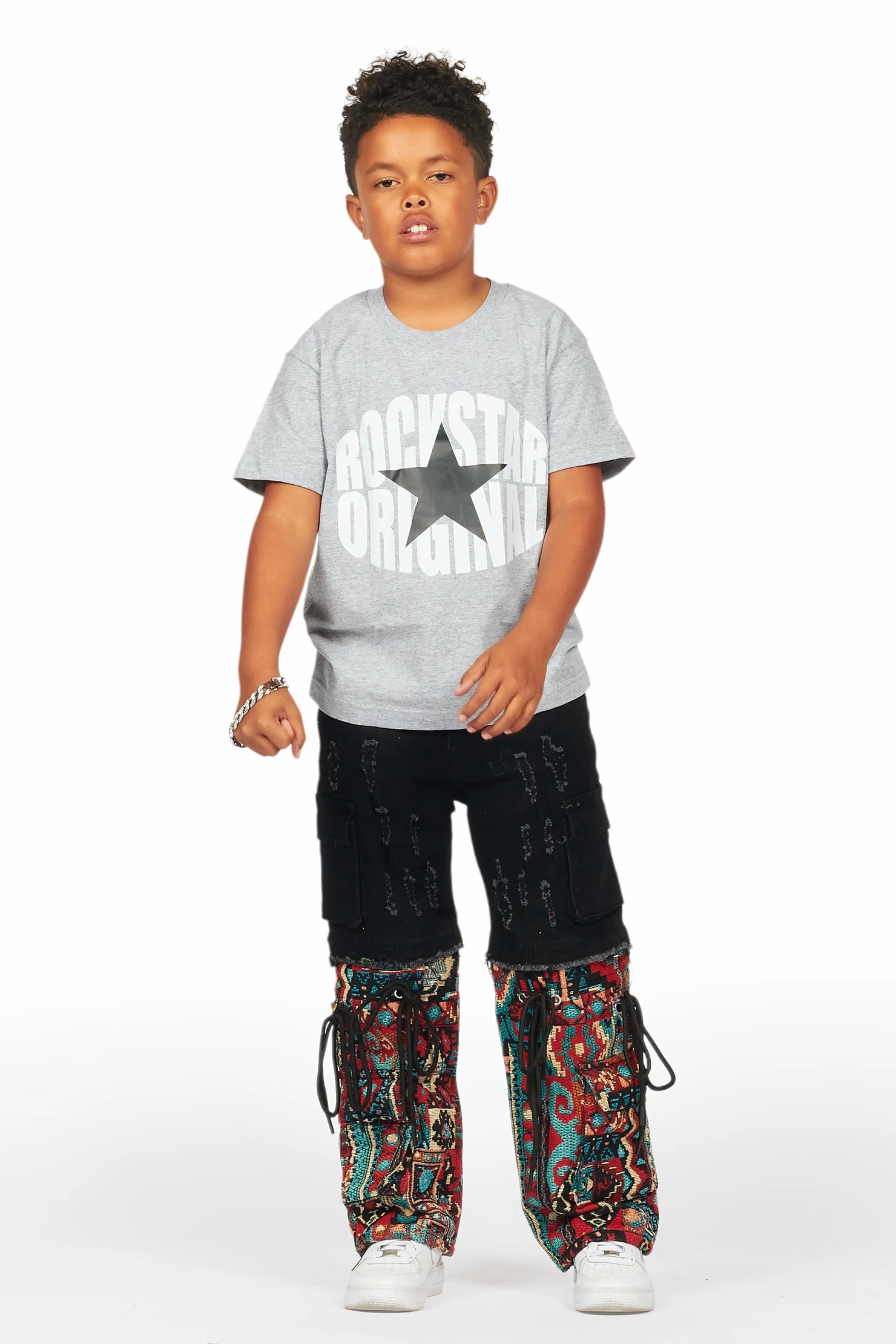 Boys Baatar Jet Black  Baggy Fit Jean